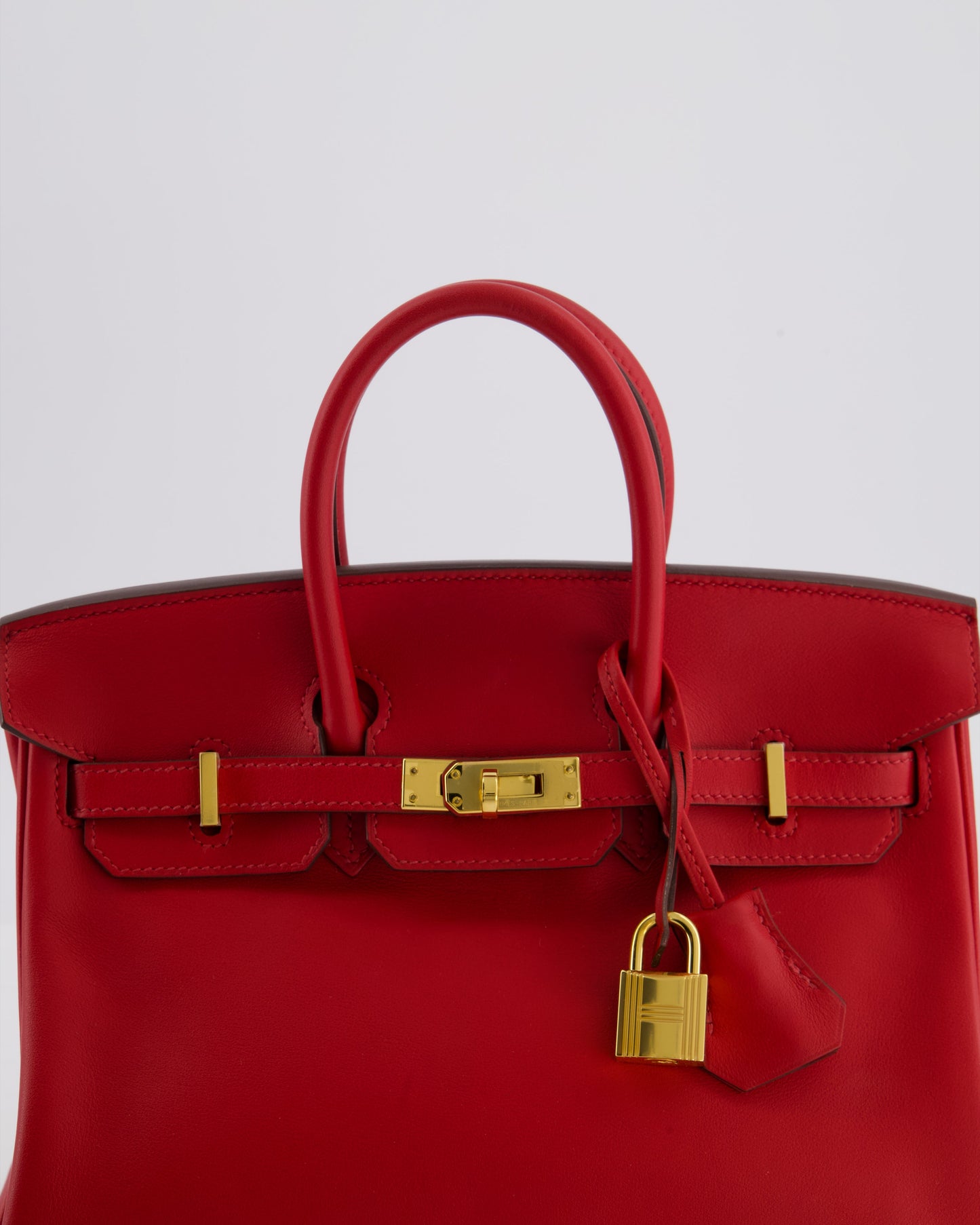 Hermes Birkin 25 Retourne Bag in Rouge Grenat Swift Leather with Gold Hardware