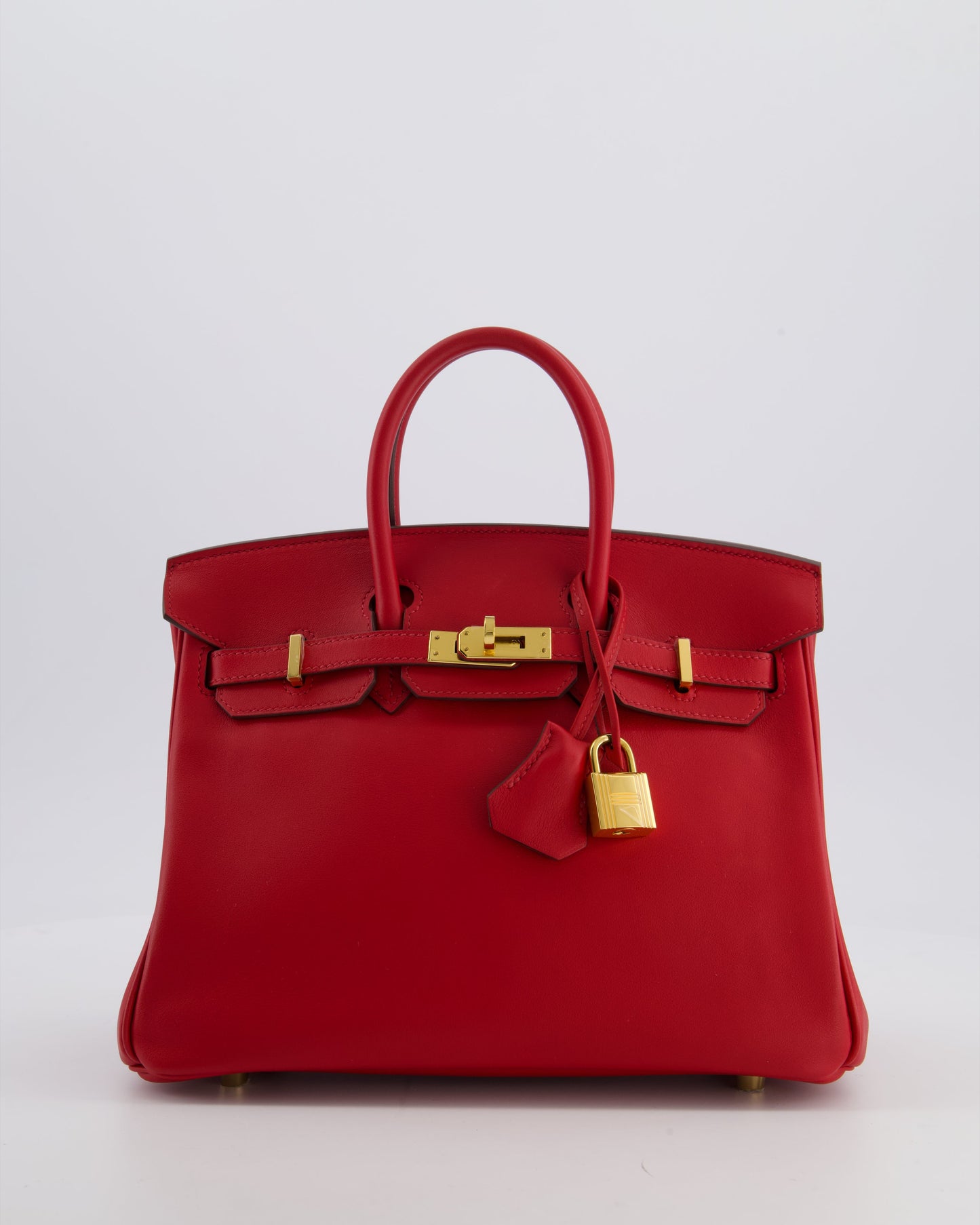 Hermes Birkin 25 Retourne Bag in Rouge Grenat Swift Leather with Gold Hardware