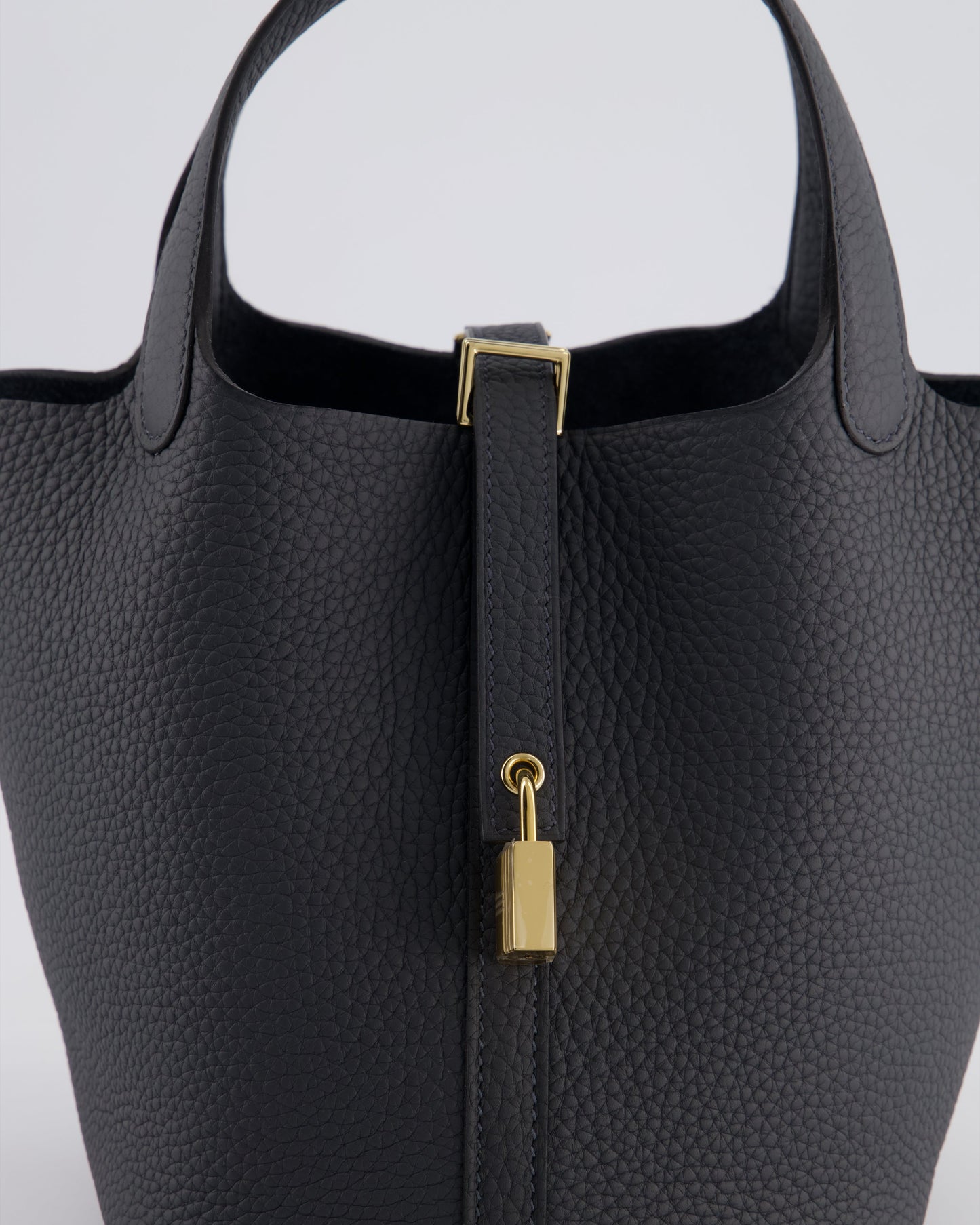 *HOT* Hermes Picotin Lock 18 Bag in Gris Misty Clemence Leather with Permabrass Hardware
