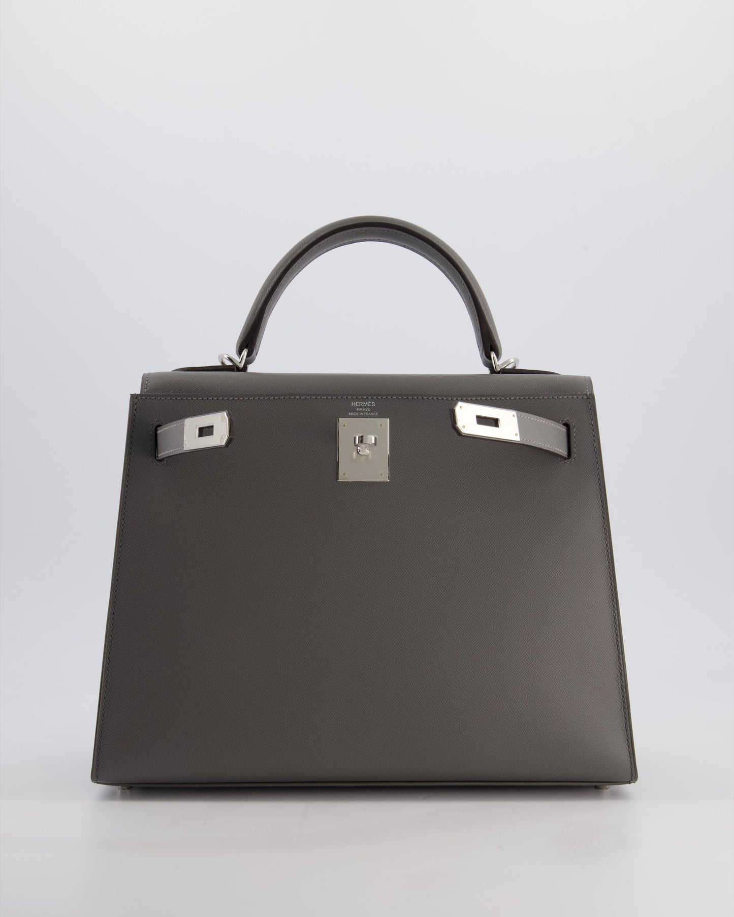 *RARE* Hermes Kelly 28 Sellier Bag in Gris Meyer Madame Leather with Palladium Hardware