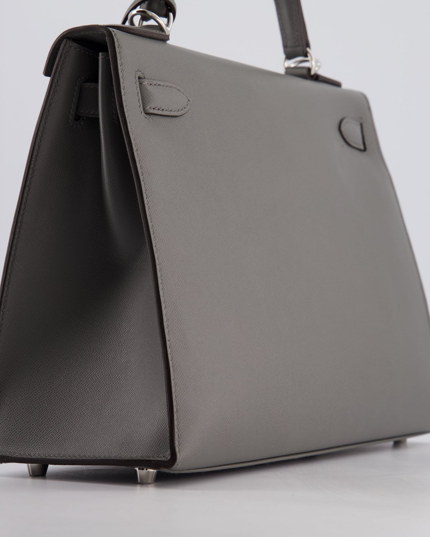 *RARE* Hermes Kelly 28 Sellier Bag in Gris Meyer Madame Leather with Palladium Hardware