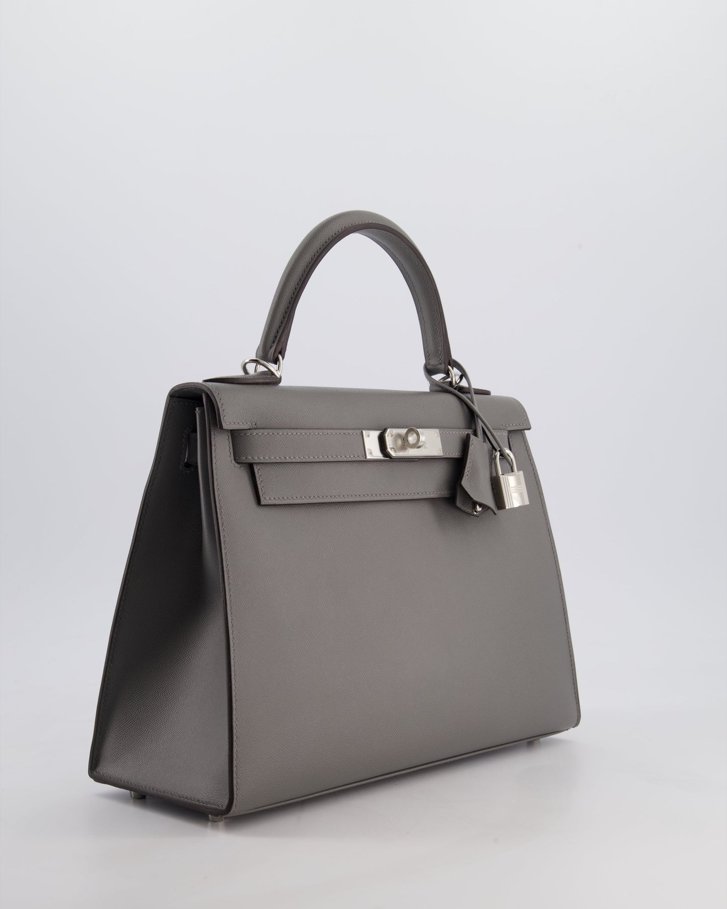 *RARE* Hermes Kelly 28 Sellier Bag in Gris Meyer Madame Leather with Palladium Hardware