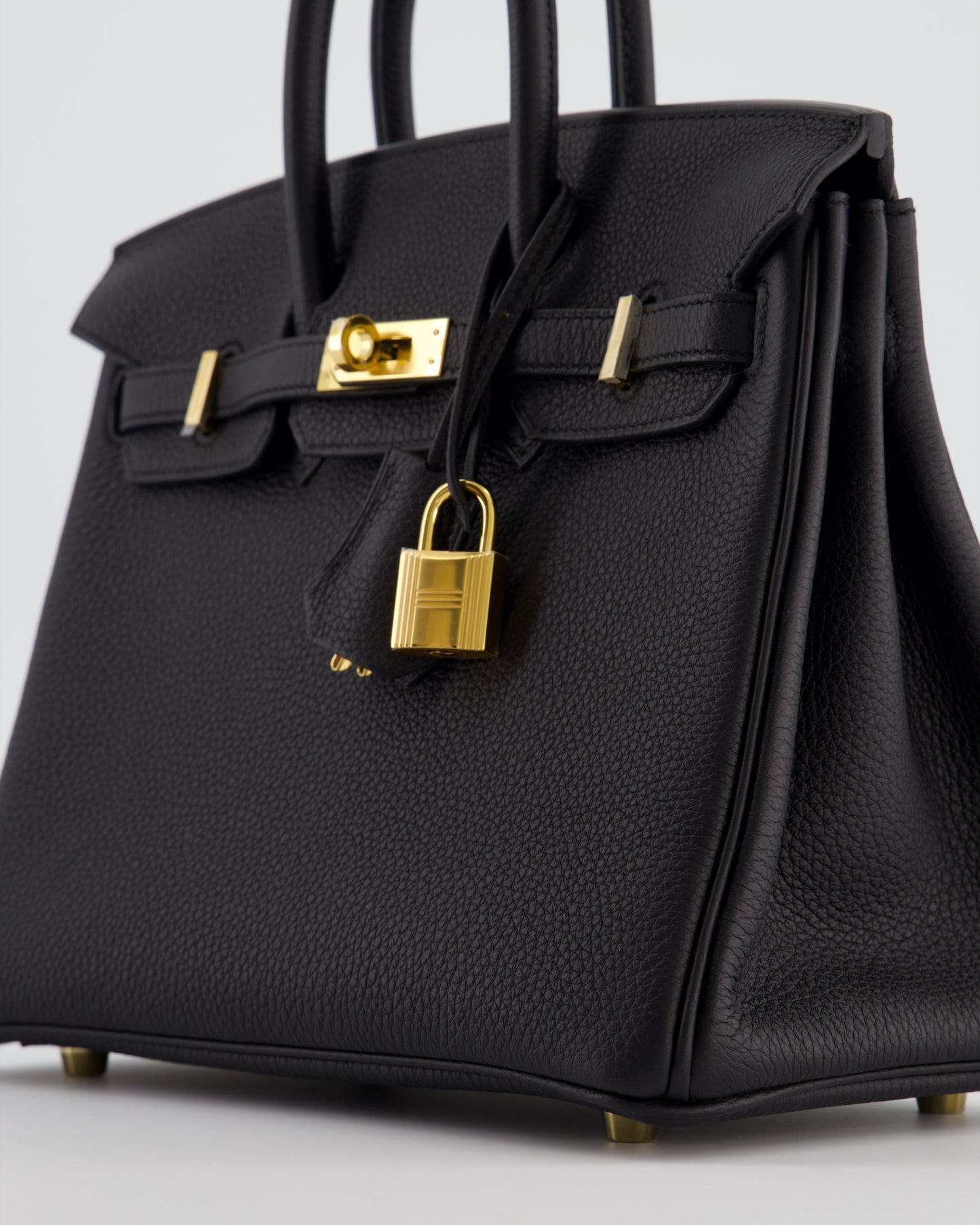 *RARE* Hermes Birkin 25 Retourne Bag in Noir Togo Leather with Gold Hardware