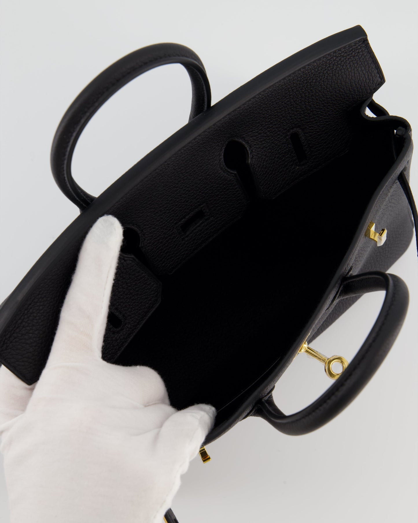 *RARE* Hermes Birkin 25 Retourne Bag in Noir Togo Leather with Gold Hardware