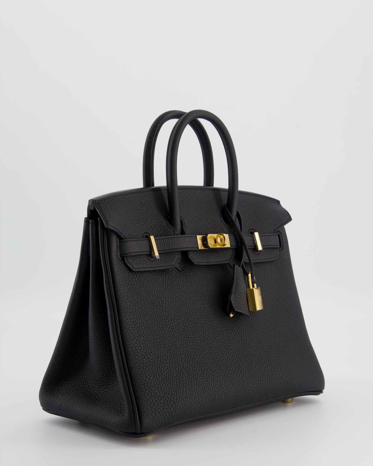 *RARE* Hermes Birkin 25 Retourne Bag in Noir Togo Leather with Gold Hardware