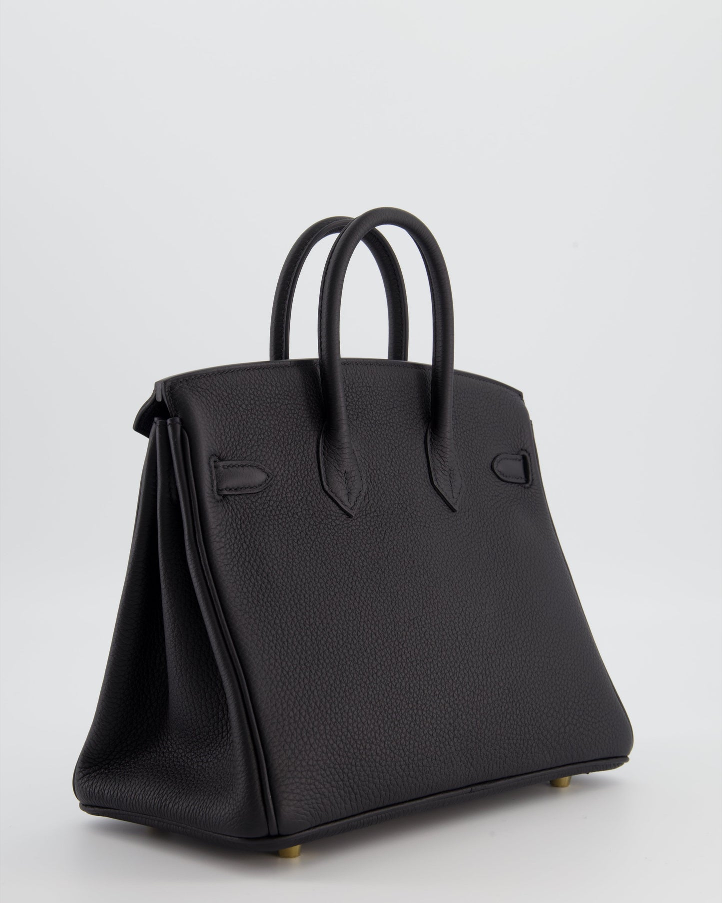 *RARE* Hermes Birkin 25 Retourne Bag in Noir Togo Leather with Gold Hardware