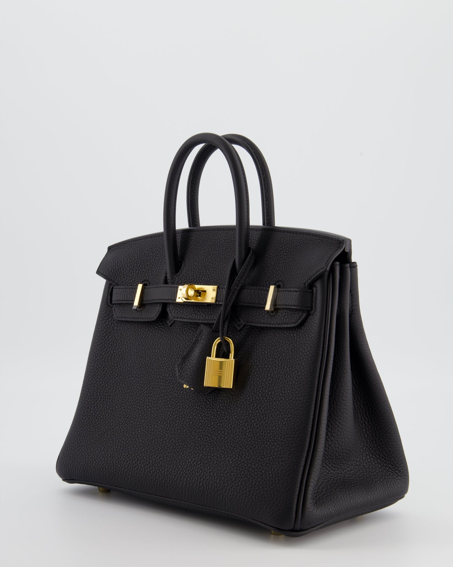*RARE* Hermes Birkin 25 Retourne Bag in Noir Togo Leather with Gold Hardware