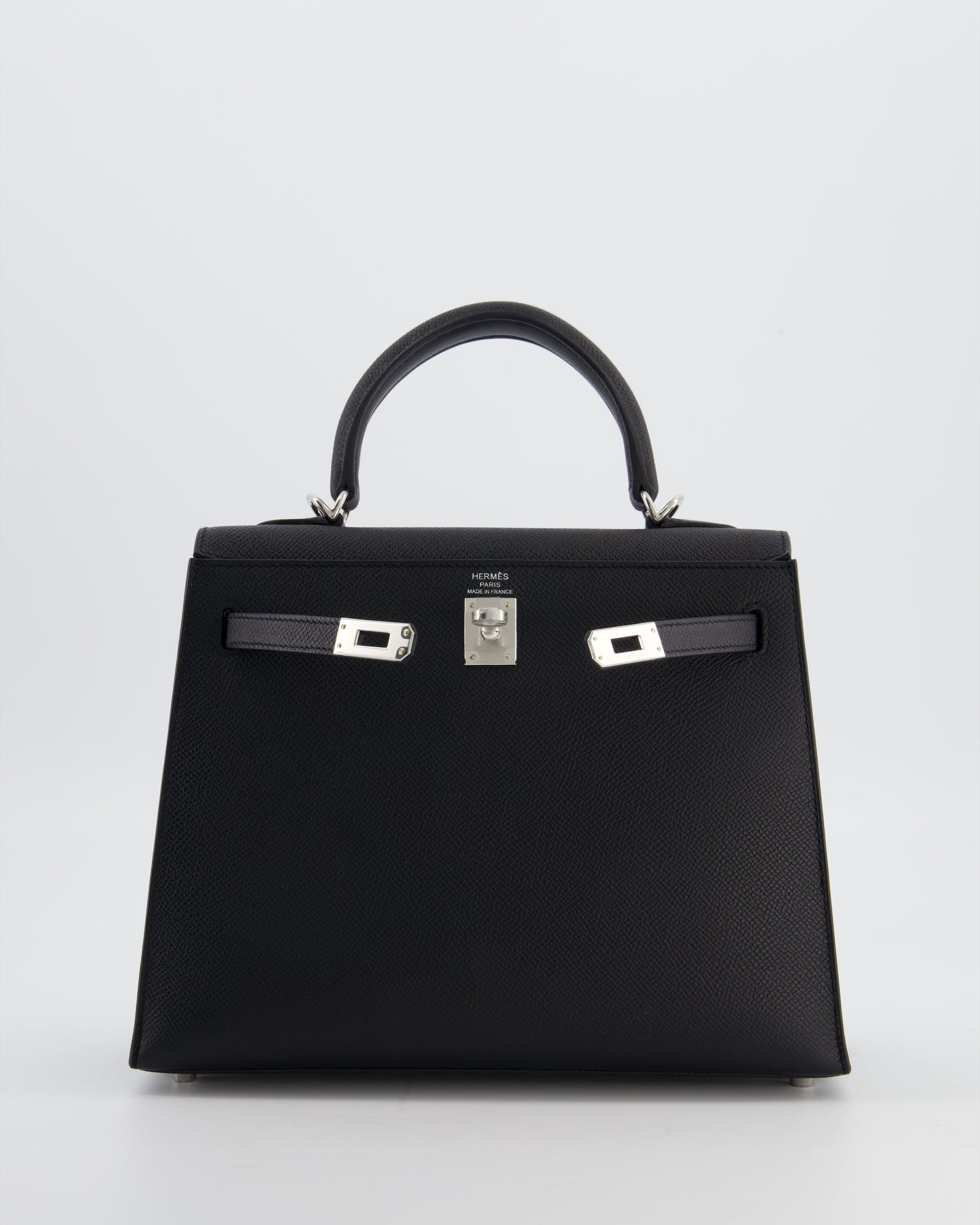 *RARE* Hermes Kelly 25 Sellier Bag in Noir Epsom Leather with Palladium Hardware