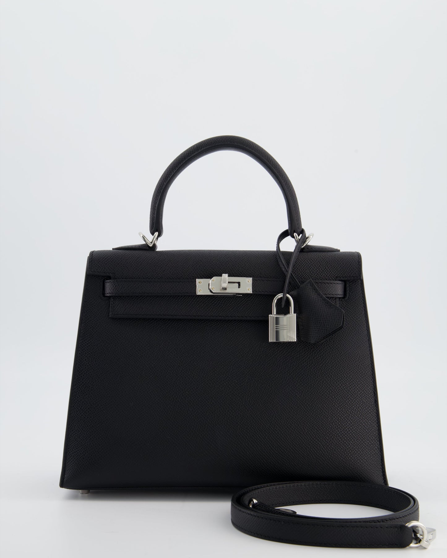 *RARE* Hermes Kelly 25 Sellier Bag in Noir Epsom Leather with Palladium Hardware