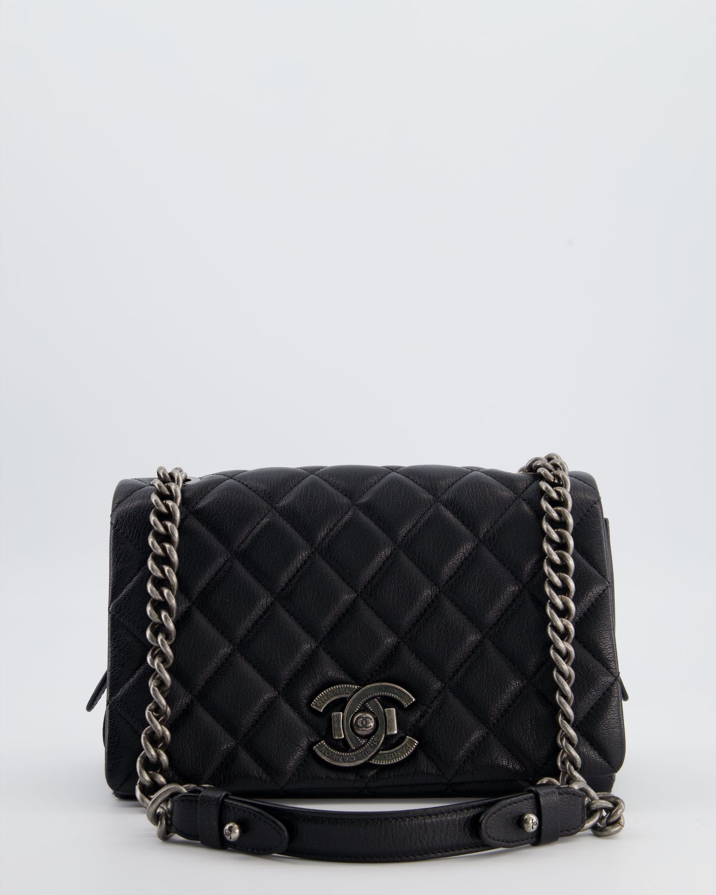 Chanel Black City Rock Bag in Goatskin Leather with Ruthenium Hardware
