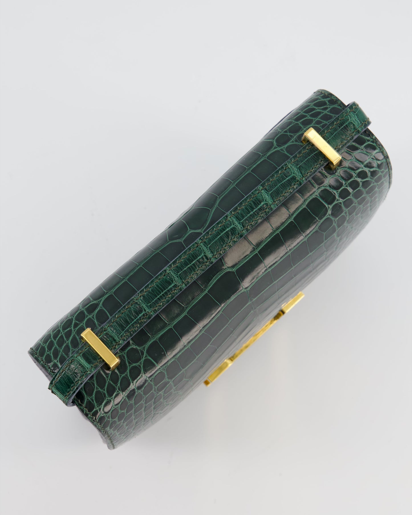Hermes Constance III 18 Bag in Shiny Alligator Vert Fonce with Gold Hardware
