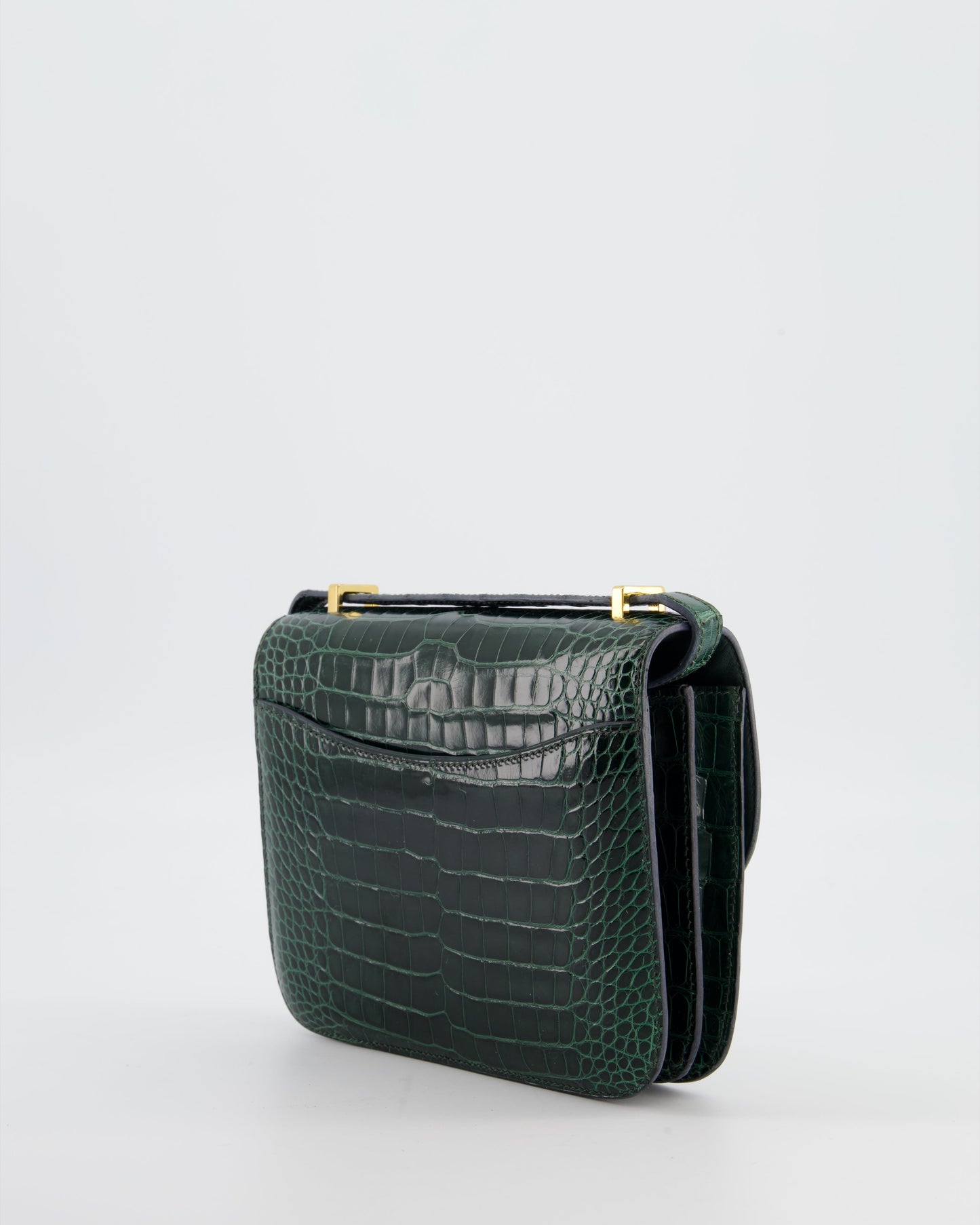 Hermes Constance III 18 Bag in Shiny Alligator Vert Fonce with Gold Hardware