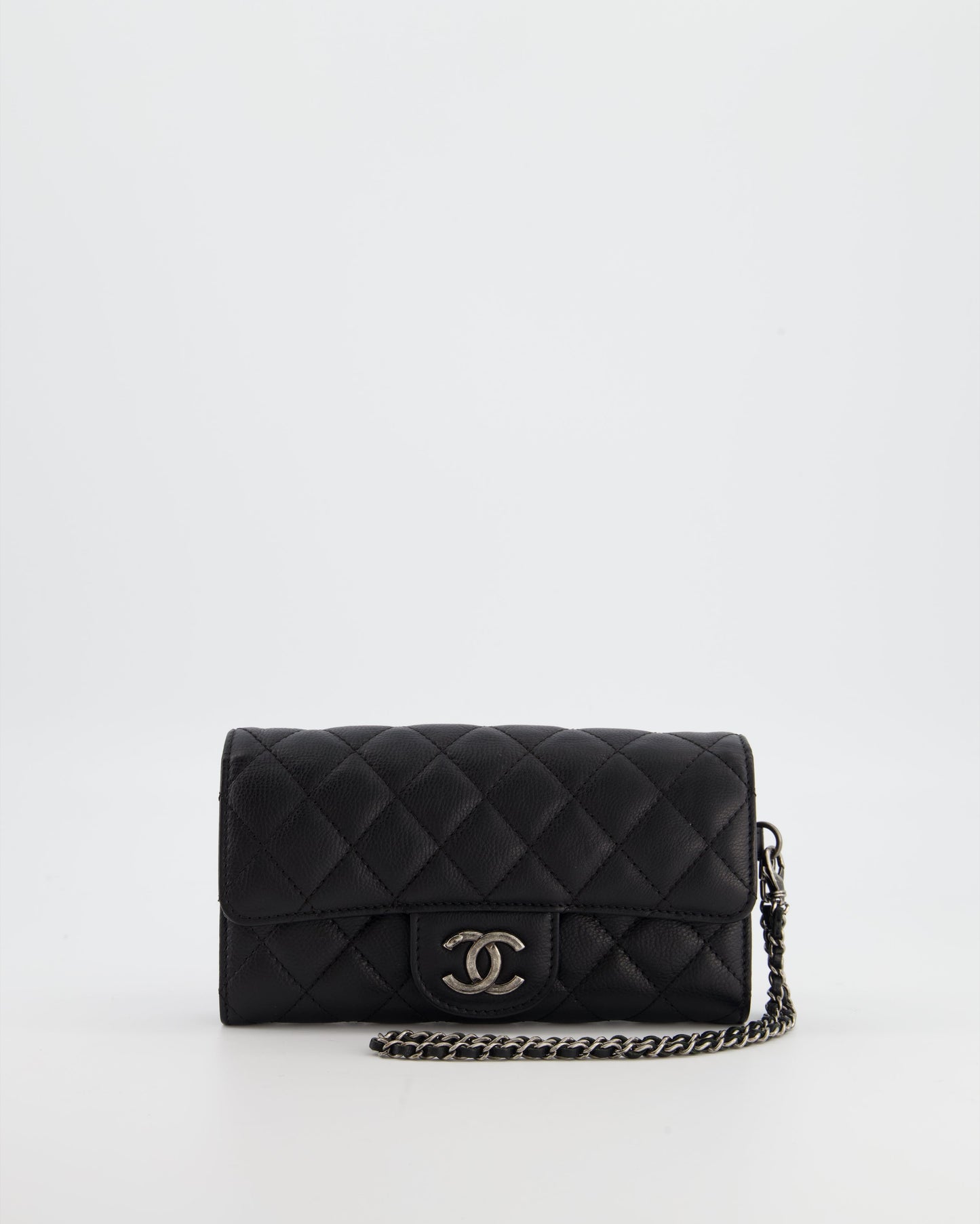 Chanel Black Clutch Wallet in Caviar Leather with Ruthenium Hardware
