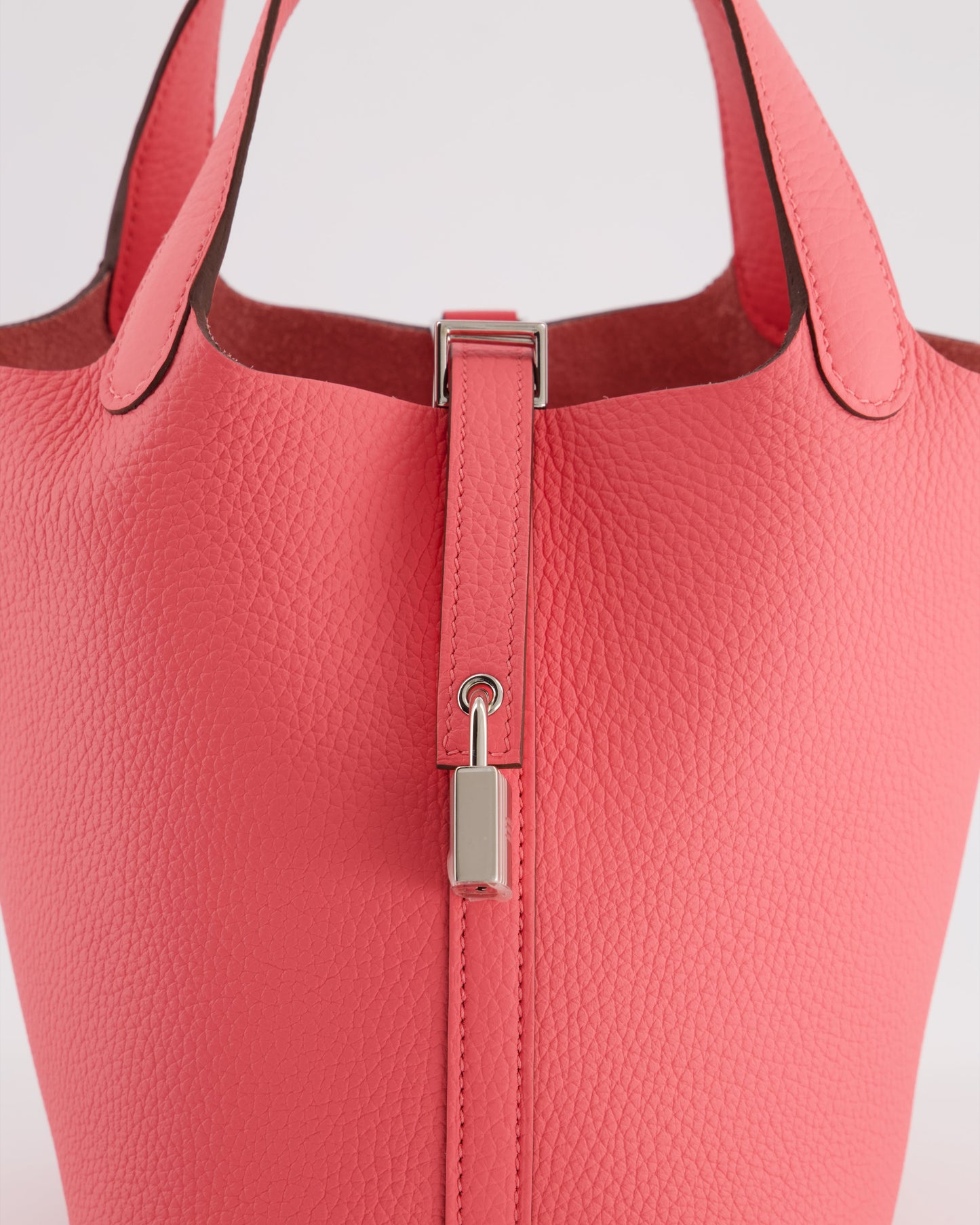 Hermes Picotin Lock 18 Bag in Rose Azalee Clemence Leather with Palladium Hardware