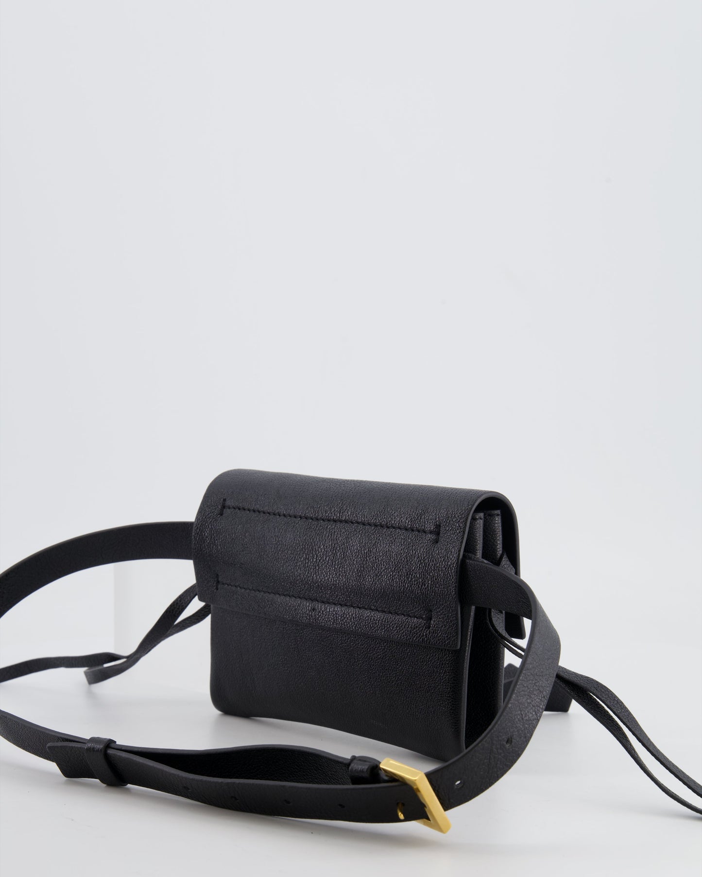 Valentino Black Leather VSling Belt Bag with Gold Logo