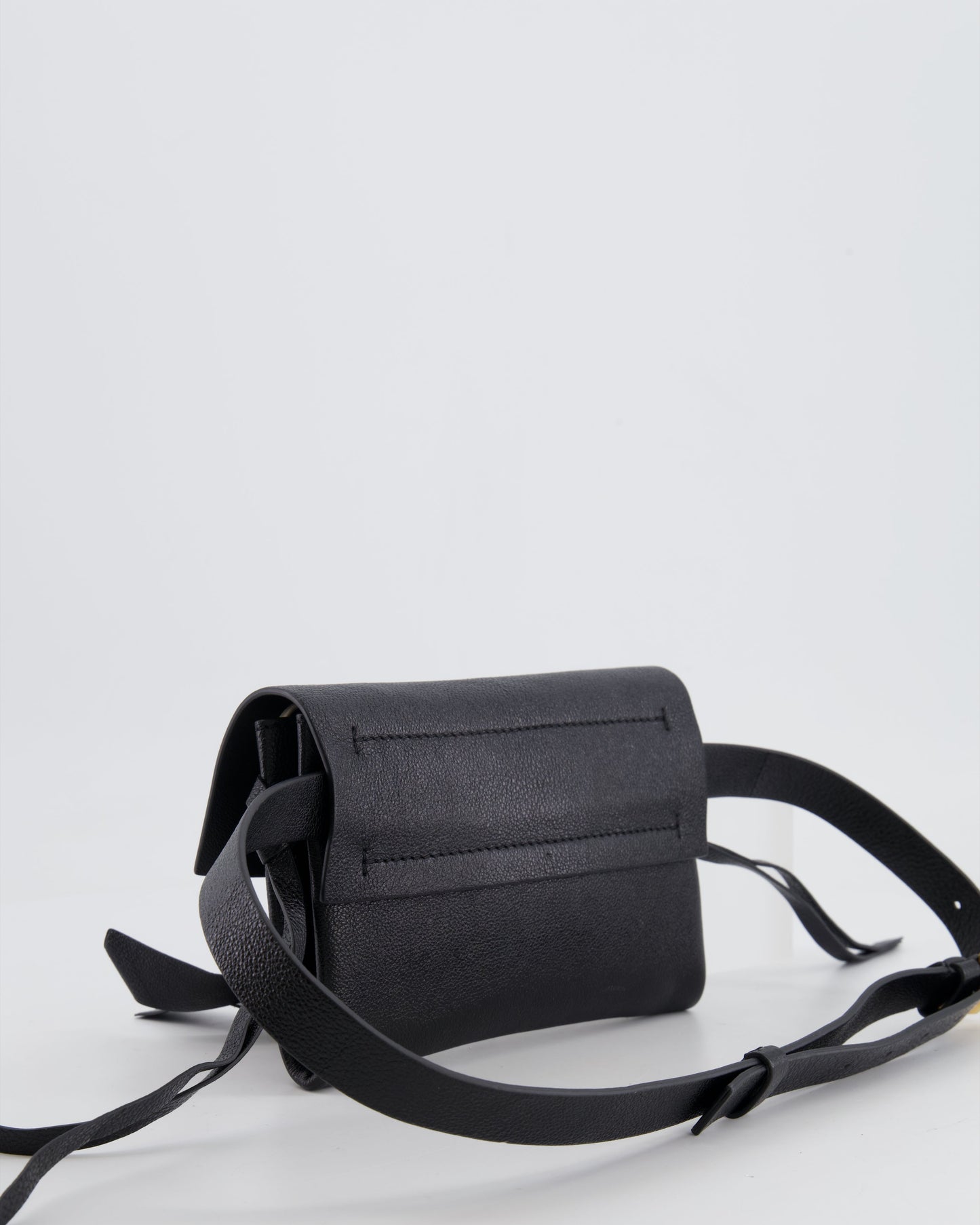 Valentino Black Leather VSling Belt Bag with Gold Logo
