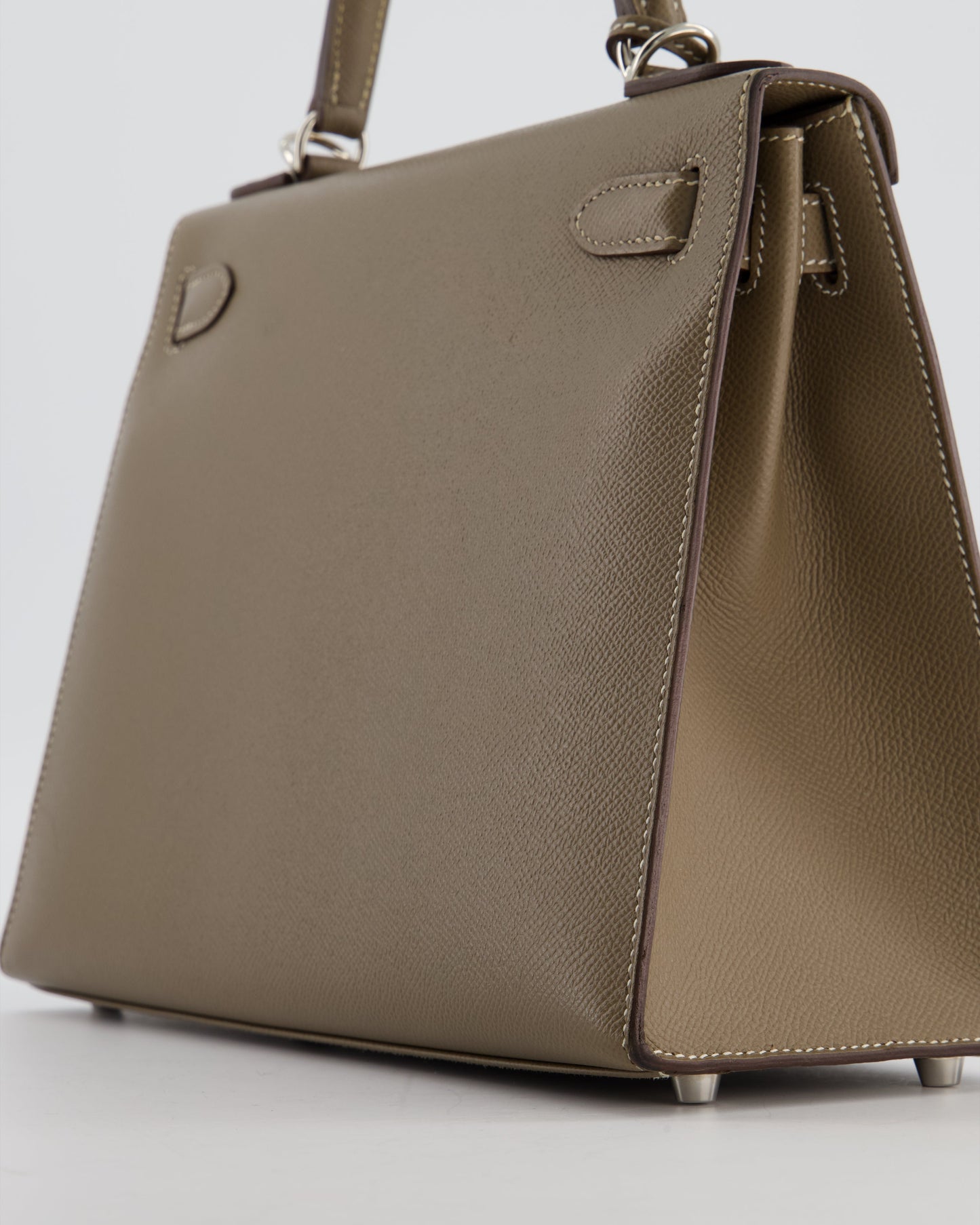 Hermes Kelly 28 Sellier Bag in Etoupe Epsom Leather with Palladium Hardware