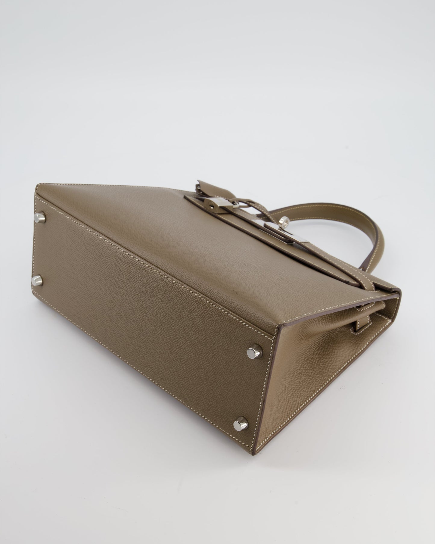 Hermes Kelly 28 Sellier Bag in Etoupe Epsom Leather with Palladium Hardware