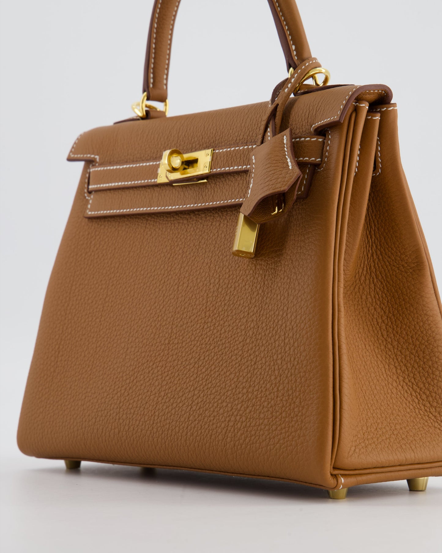 Hermes Kelly 25 Retourne Bag in Gold Togo Leather with Gold Hardware