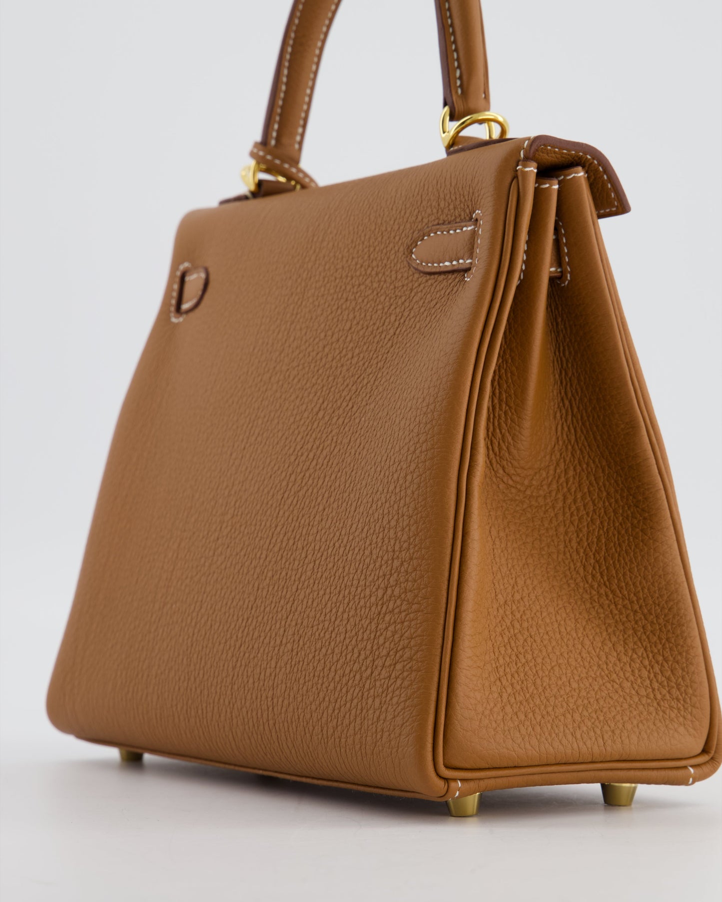Hermes Kelly 25 Retourne Bag in Gold Togo Leather with Gold Hardware