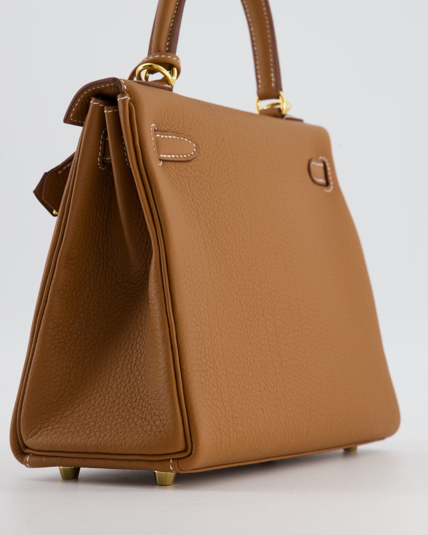Hermes Kelly 25 Retourne Bag in Gold Togo Leather with Gold Hardware