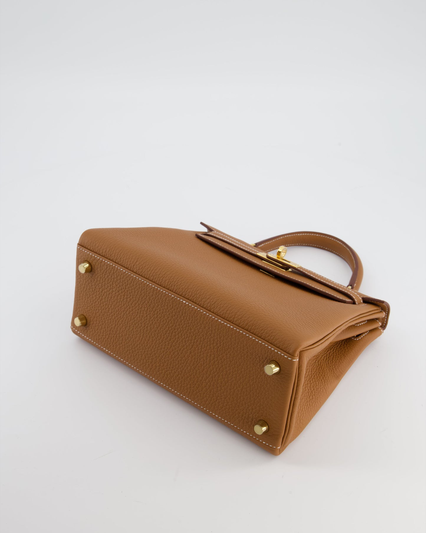 Hermes Kelly 25 Retourne Bag in Gold Togo Leather with Gold Hardware