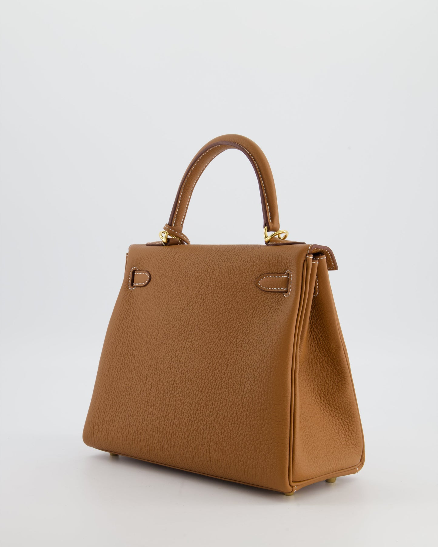 Hermes Kelly 25 Retourne Bag in Gold Togo Leather with Gold Hardware