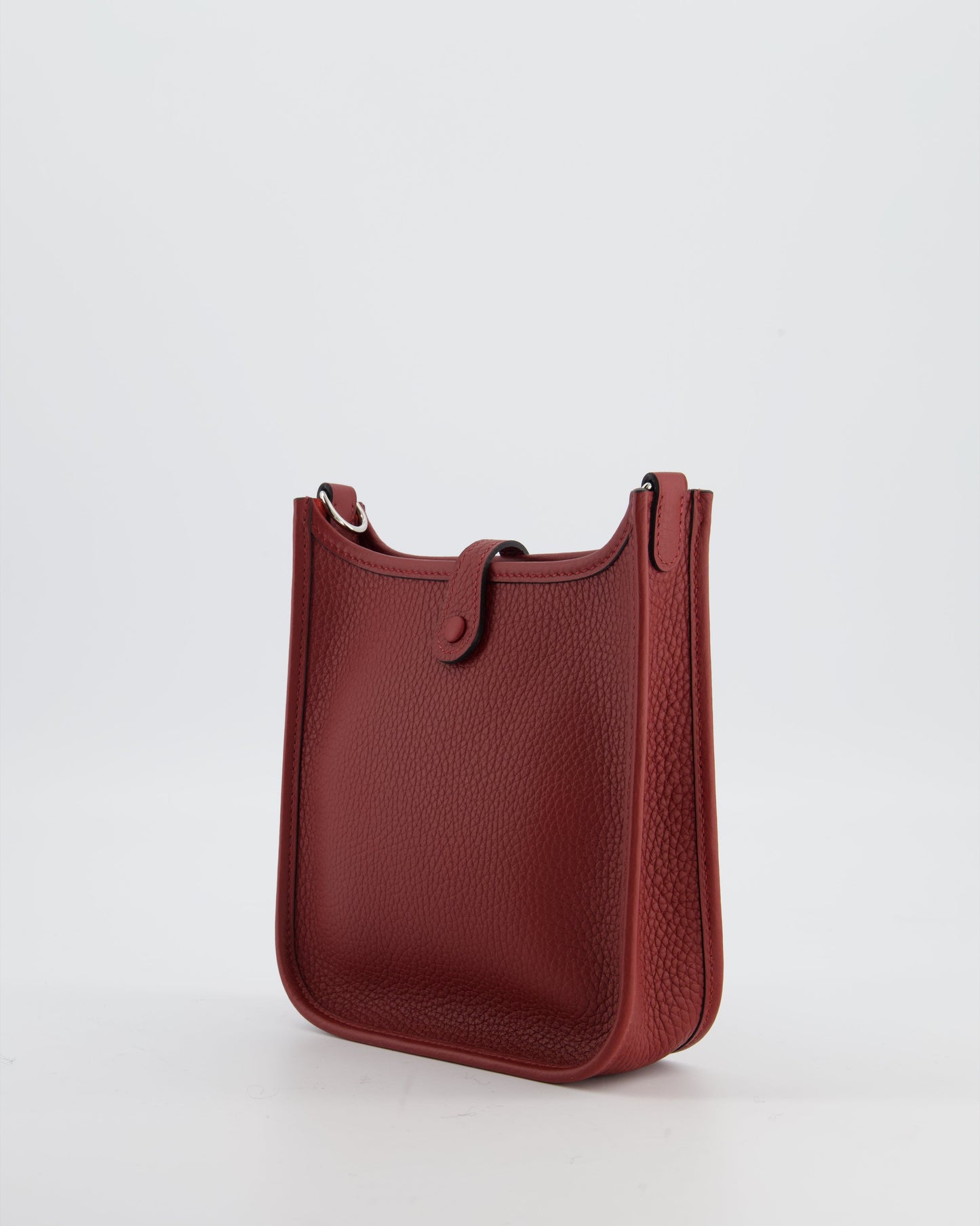 Hermes Mini Evelyne Bag in Rouge H in Clemence Leather with Palladium Hardware