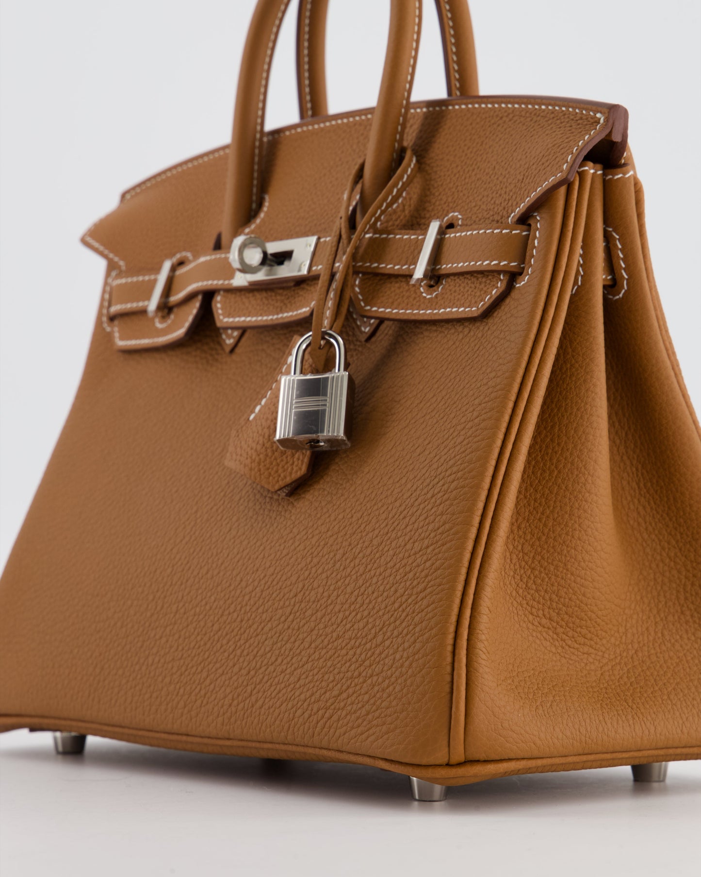 *HOT* Hermes Birkin 25 Retourne Bag in Gold Togo Leather with Palladium Hardware