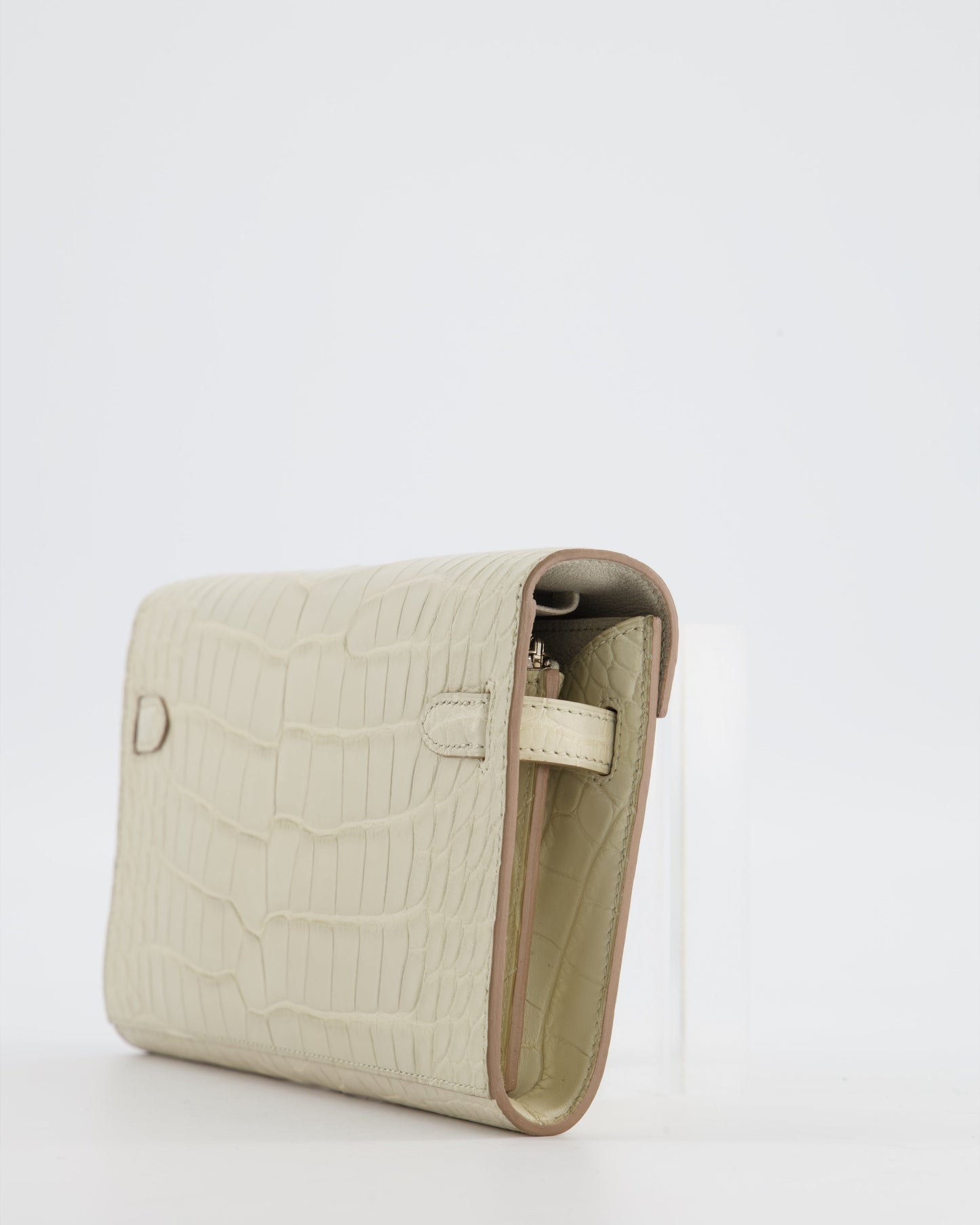 Hermes Kelly To Go Bag in Beton Alligator Mississippiensis Leather with Palladium Hardware