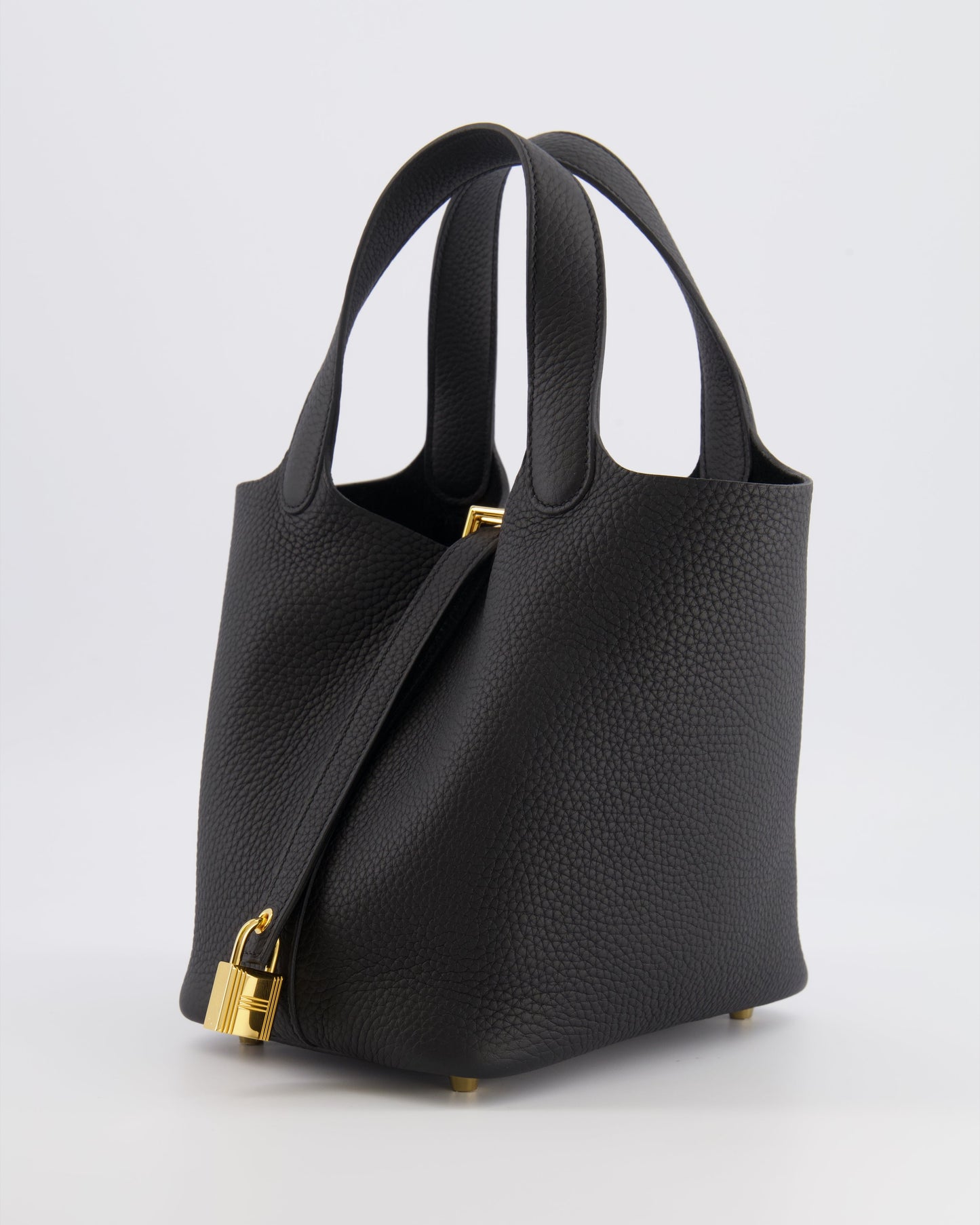 Hermes Picotin Lock Bag 18cm in Noir Clemence Leather with Gold Hardware