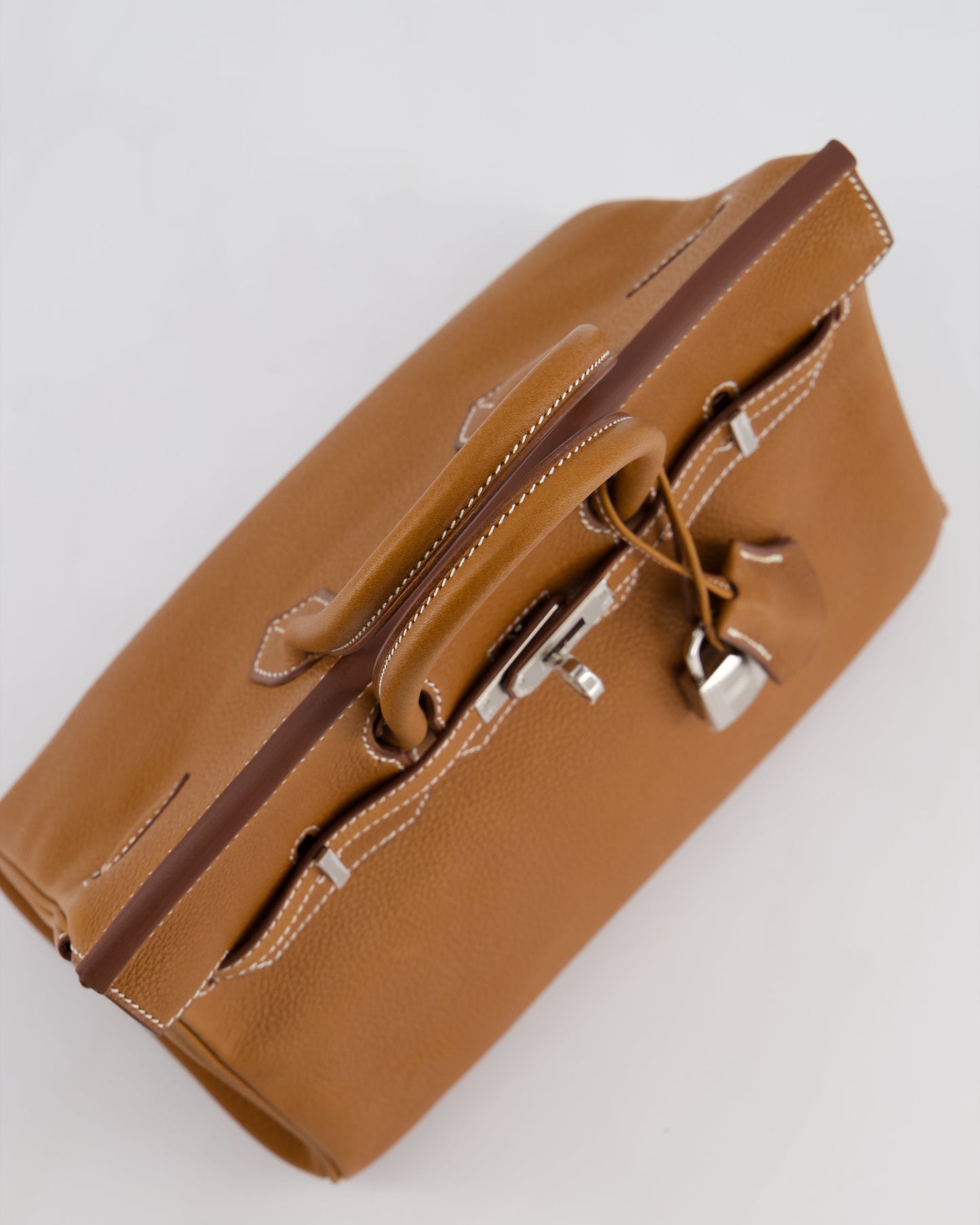 *RARE* Hermes Birkin 25 Retourne Bag in Fauve Barenia Faubourg Leather with Palladium Hardware