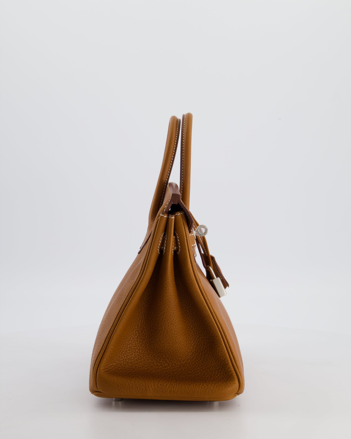 *RARE* Hermes Birkin 25 Retourne Bag in Fauve Barenia Faubourg Leather with Palladium Hardware
