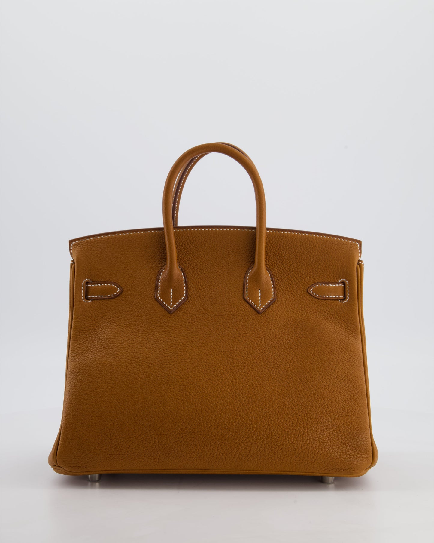 *RARE* Hermes Birkin 25 Retourne Bag in Fauve Barenia Faubourg Leather with Palladium Hardware