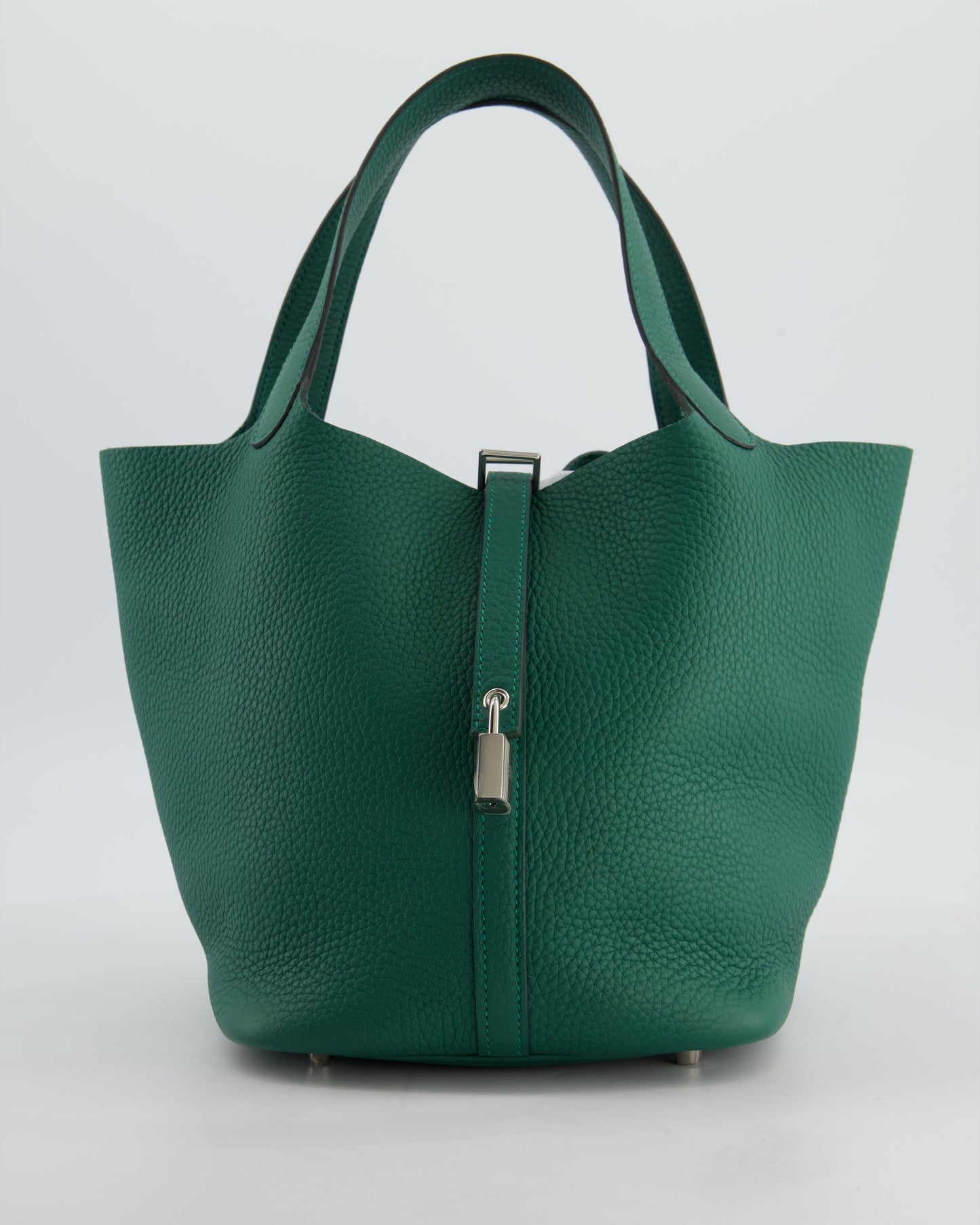 Hermes Picotin Lock 22 Bag in Vert Moyen Clemence Leather with Palladium Hardware