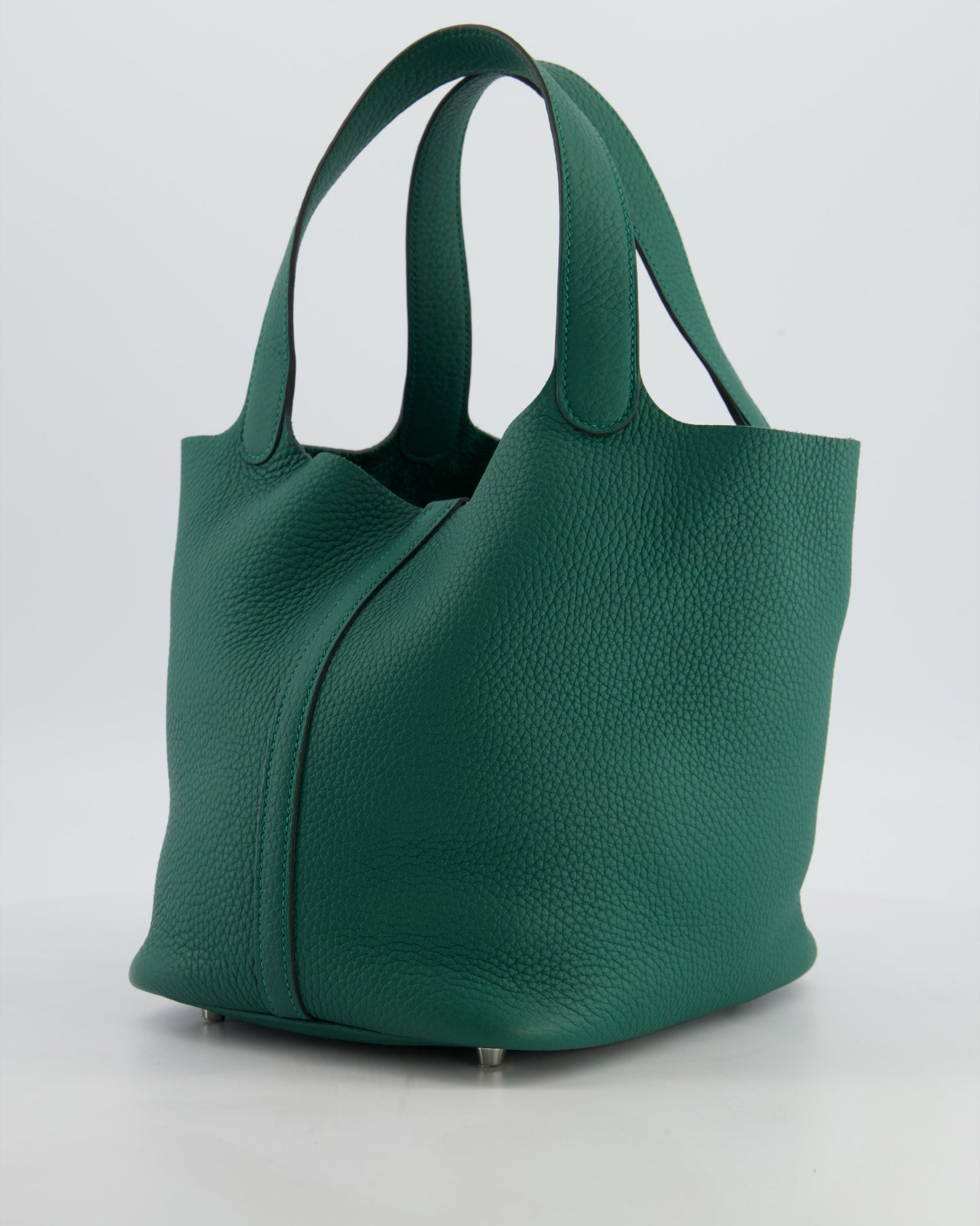 Hermes Picotin Lock 22 Bag in Vert Moyen Clemence Leather with Palladium Hardware