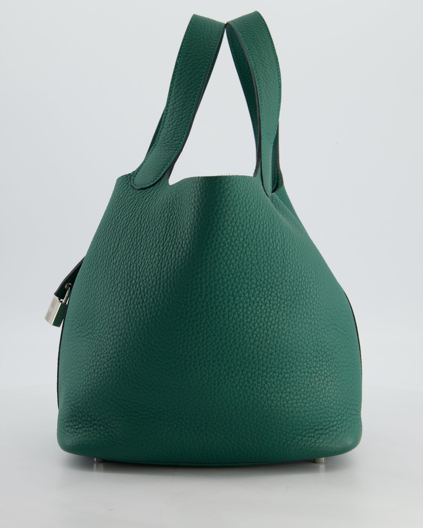 Hermes Picotin Lock 22 Bag in Vert Moyen Clemence Leather with Palladium Hardware