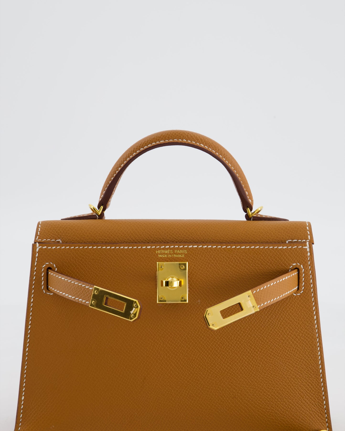 Hermes Mini Kelly II 20 Bag in Gold Epsom Leather with Gold Hardware