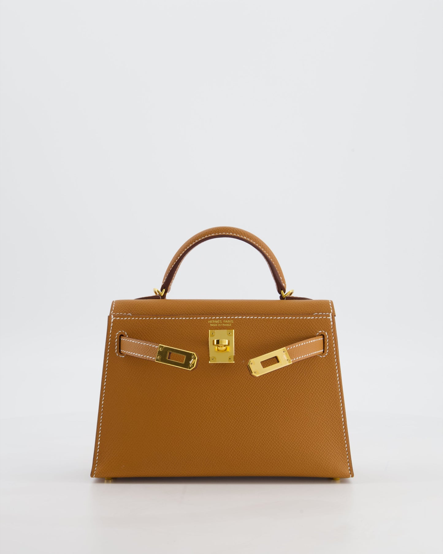 Hermes Mini Kelly II 20 Bag in Gold Epsom Leather with Gold Hardware