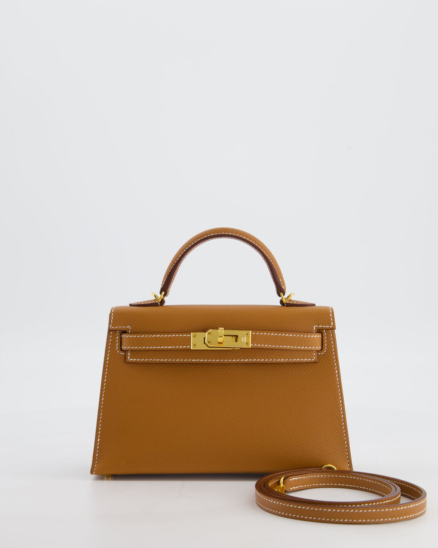 Hermes Mini Kelly II 20 Bag in Gold Epsom Leather with Gold Hardware
