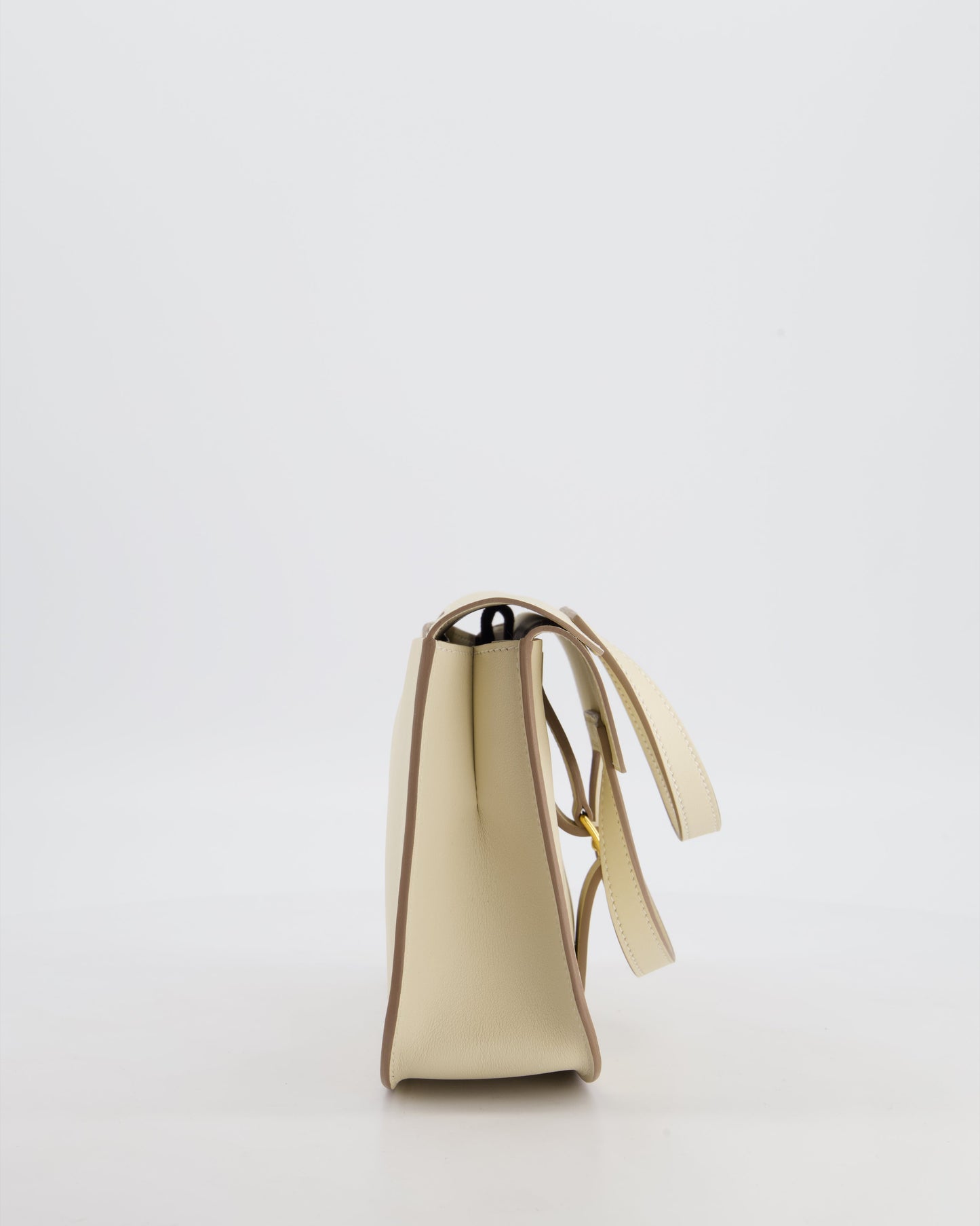 *NEW SIZE* Hermes Mini Halzan Bag in Craie Swift Leather with Gold Hardware