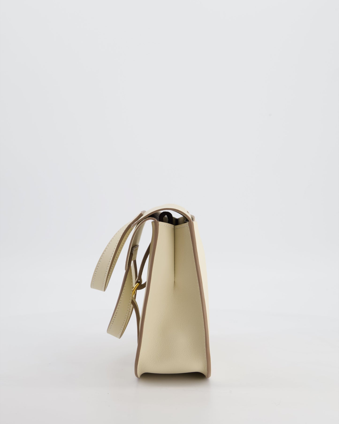 *NEW SIZE* Hermes Mini Halzan Bag in Craie Swift Leather with Gold Hardware