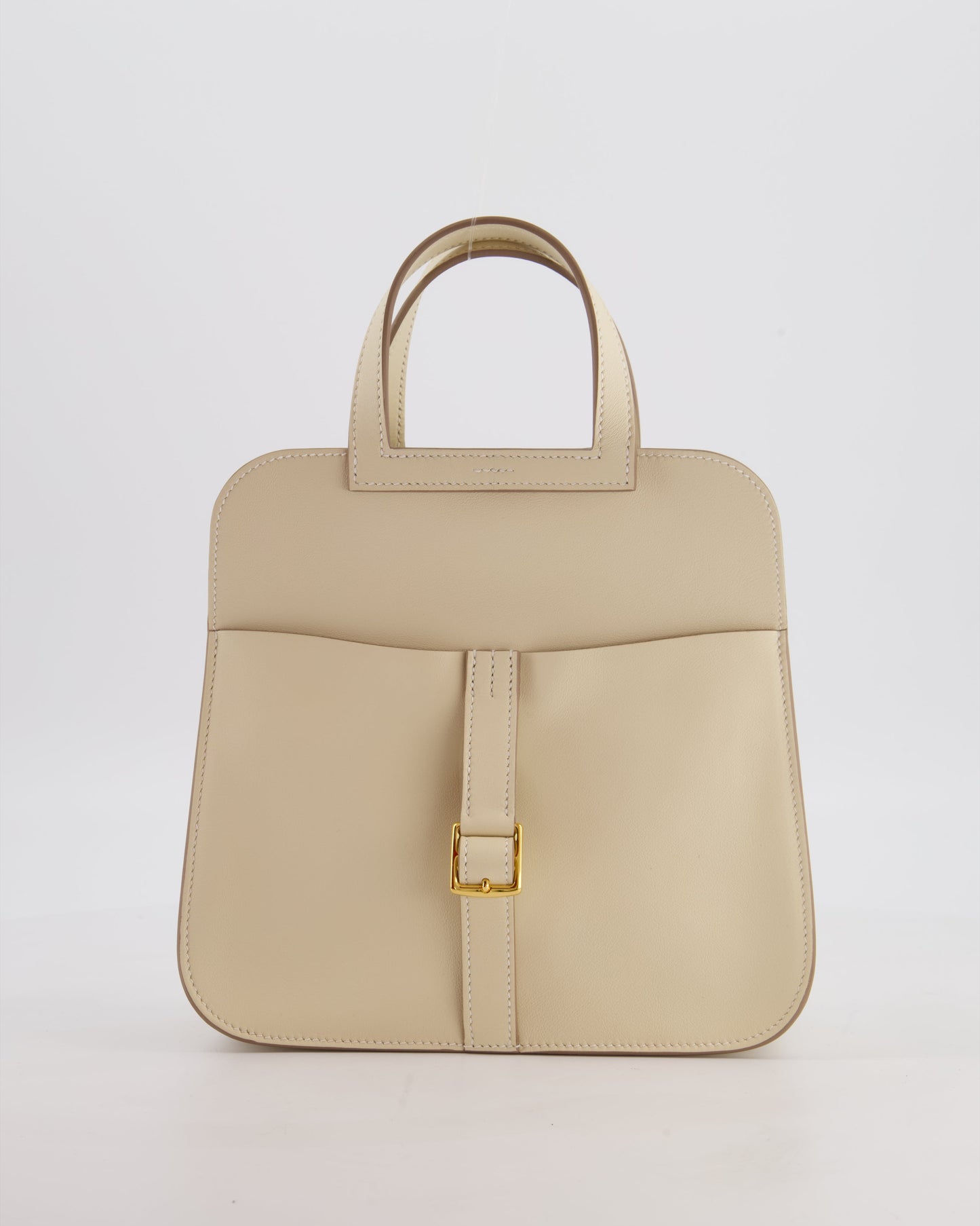 *NEW SIZE* Hermes Mini Halzan Bag in Craie Swift Leather with Gold Hardware