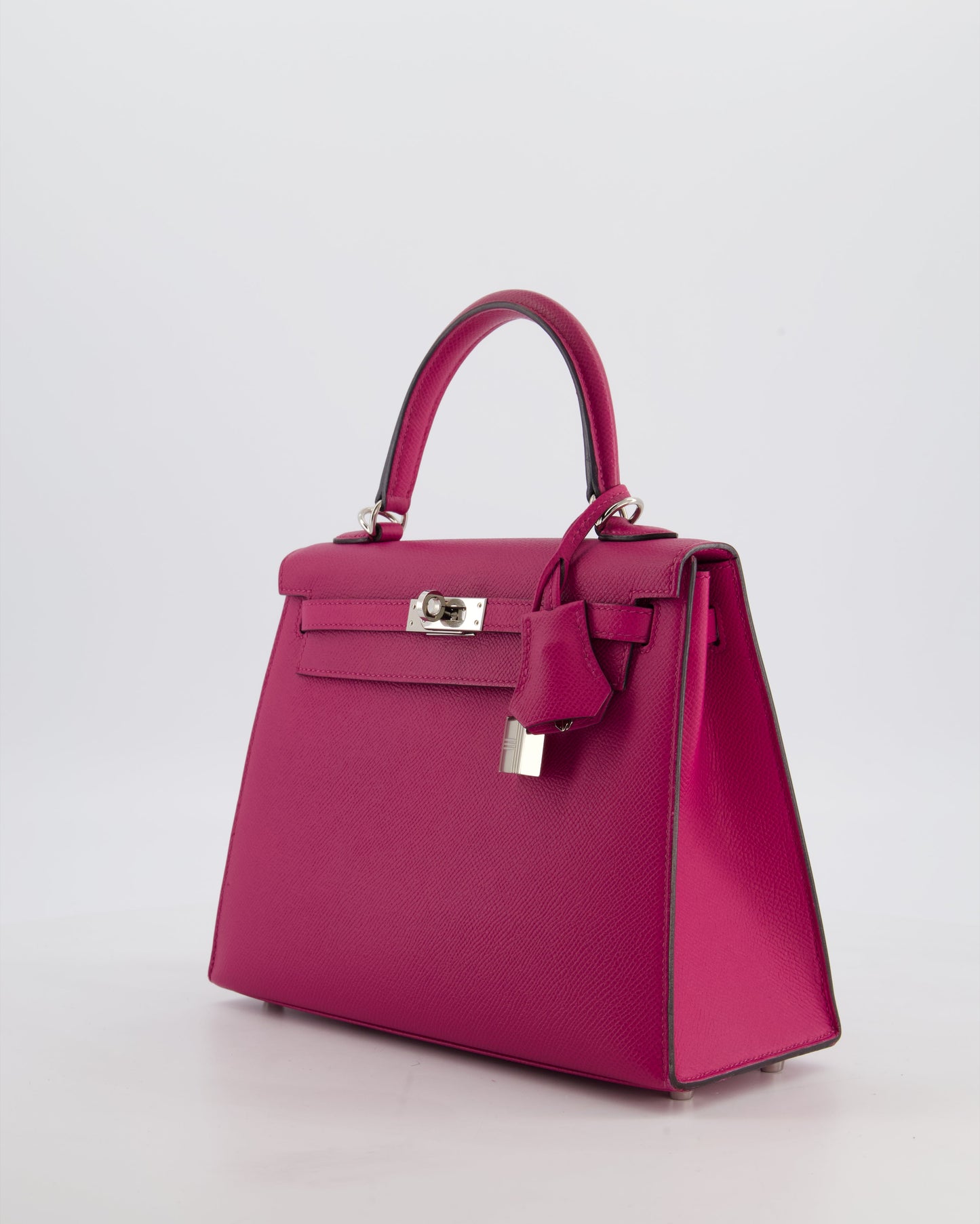Hermes Kelly 25 Sellier Bag in Rose Pourpre Epsom Leather with Palladium Hardware