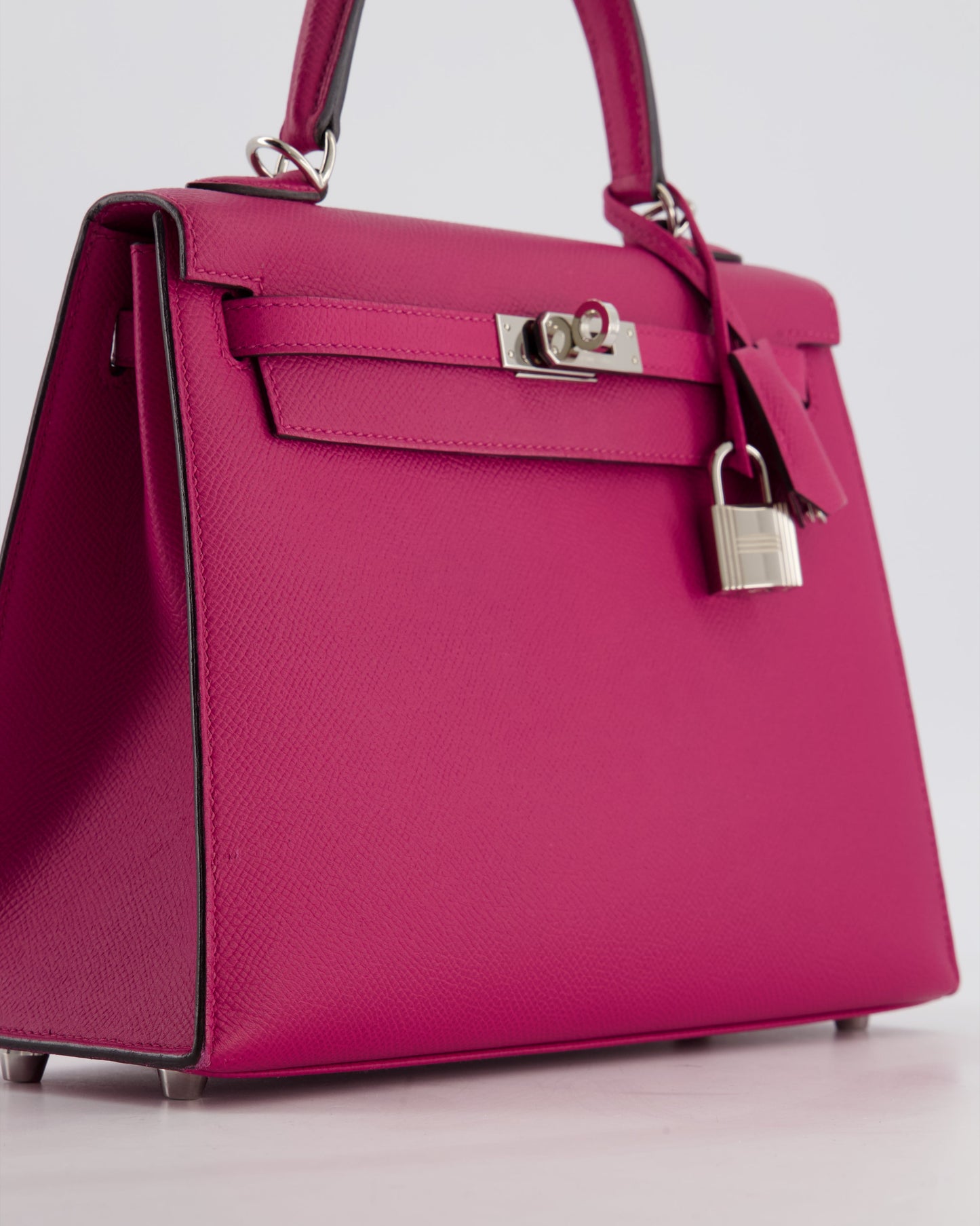 Hermes Kelly 25 Sellier Bag in Rose Pourpre Epsom Leather with Palladium Hardware
