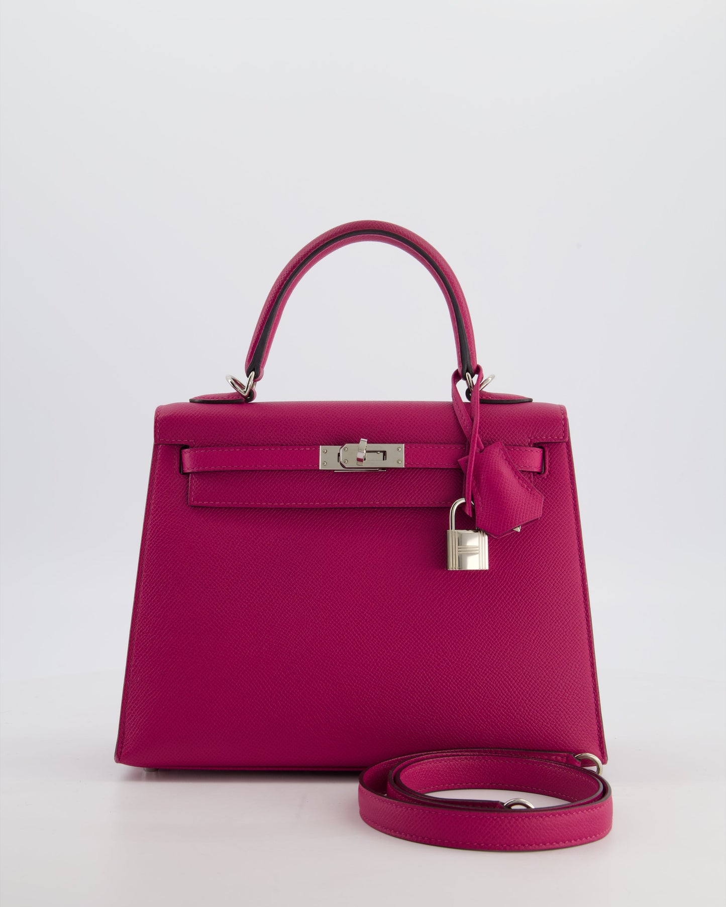 Hermes Kelly 25 Sellier Bag in Rose Pourpre Epsom Leather with Palladium Hardware