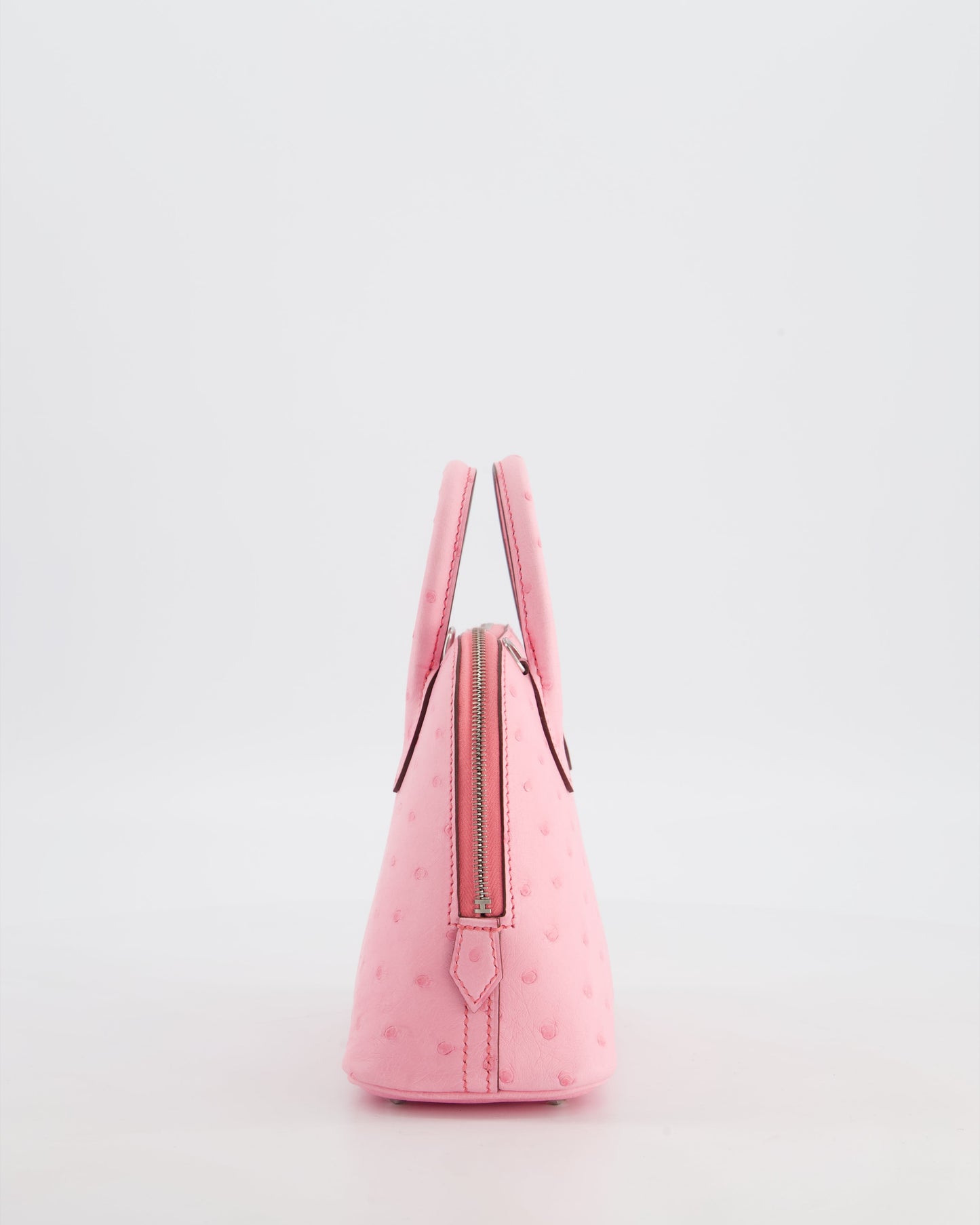 *HOT* Hermes Mini Bolide Bag in Rose Bubblegum Ostrich Leather with Palladium Hardware