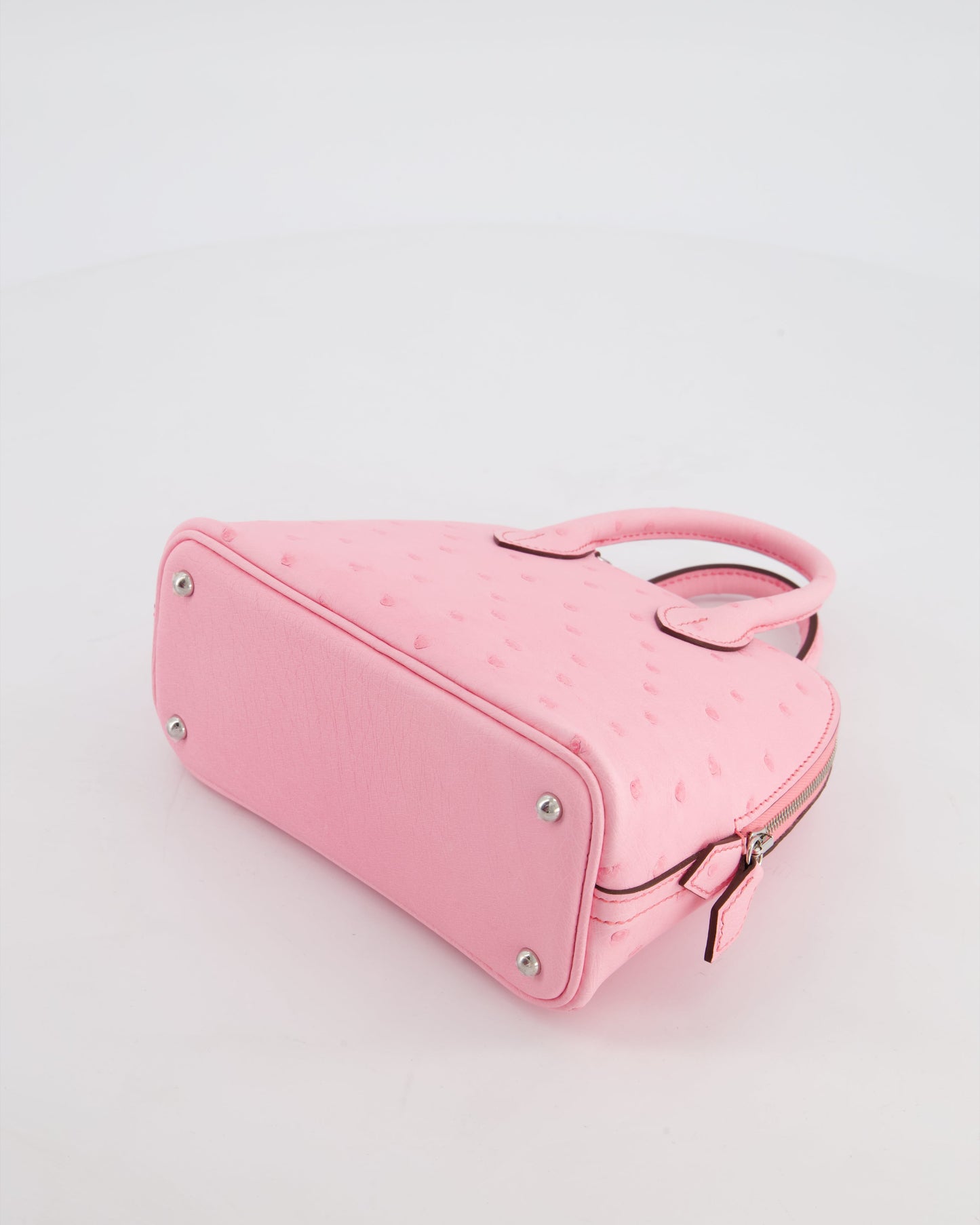 *HOT* Hermes Mini Bolide Bag in Rose Bubblegum Ostrich Leather with Palladium Hardware