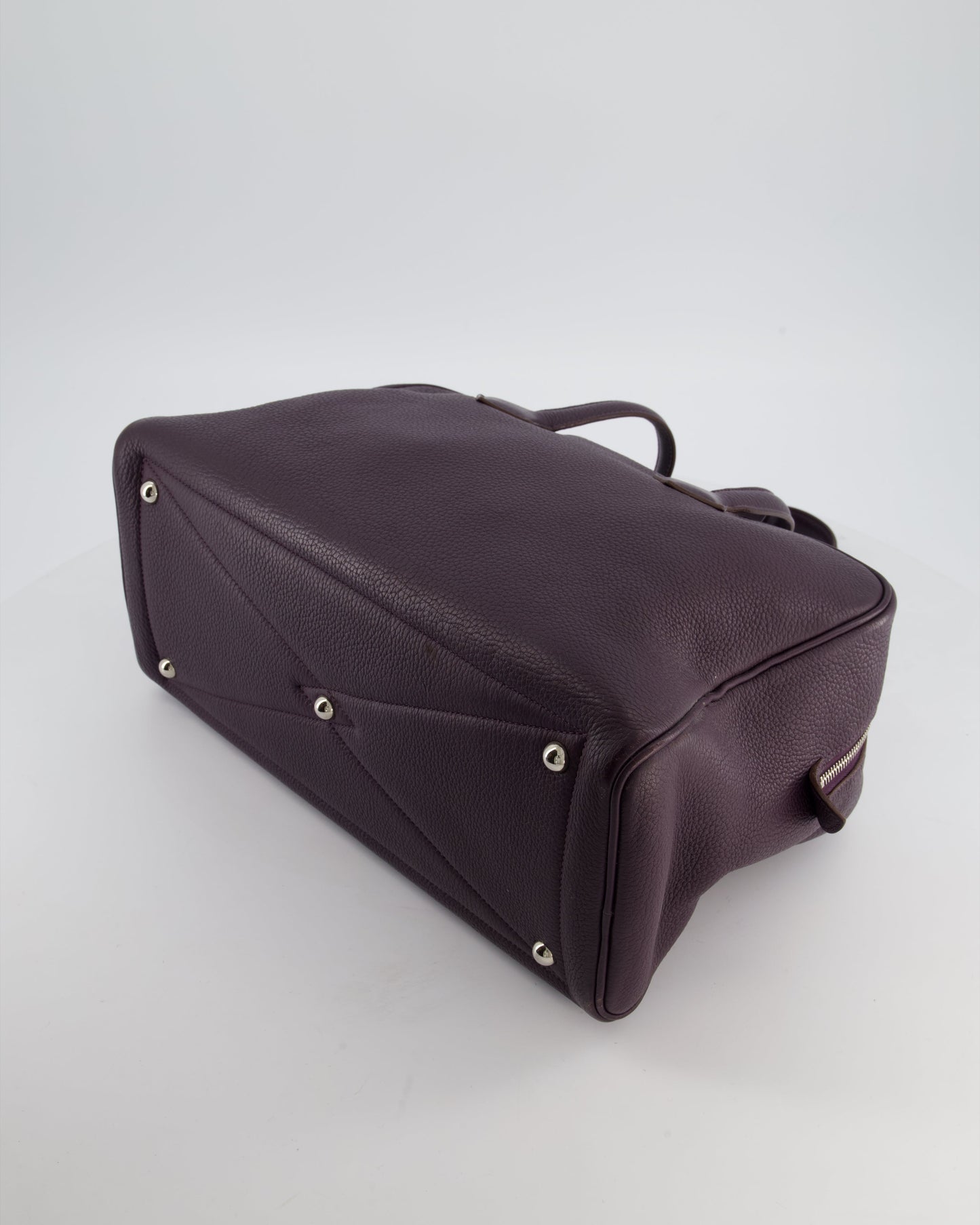 Hermes Victoria II 35cm Bag in Raisin Clemence Leather with Palladium Hardware