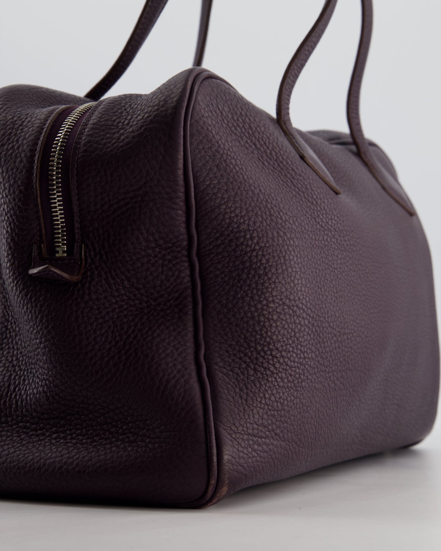 Hermes Victoria II 35cm Bag in Raisin Clemence Leather with Palladium Hardware